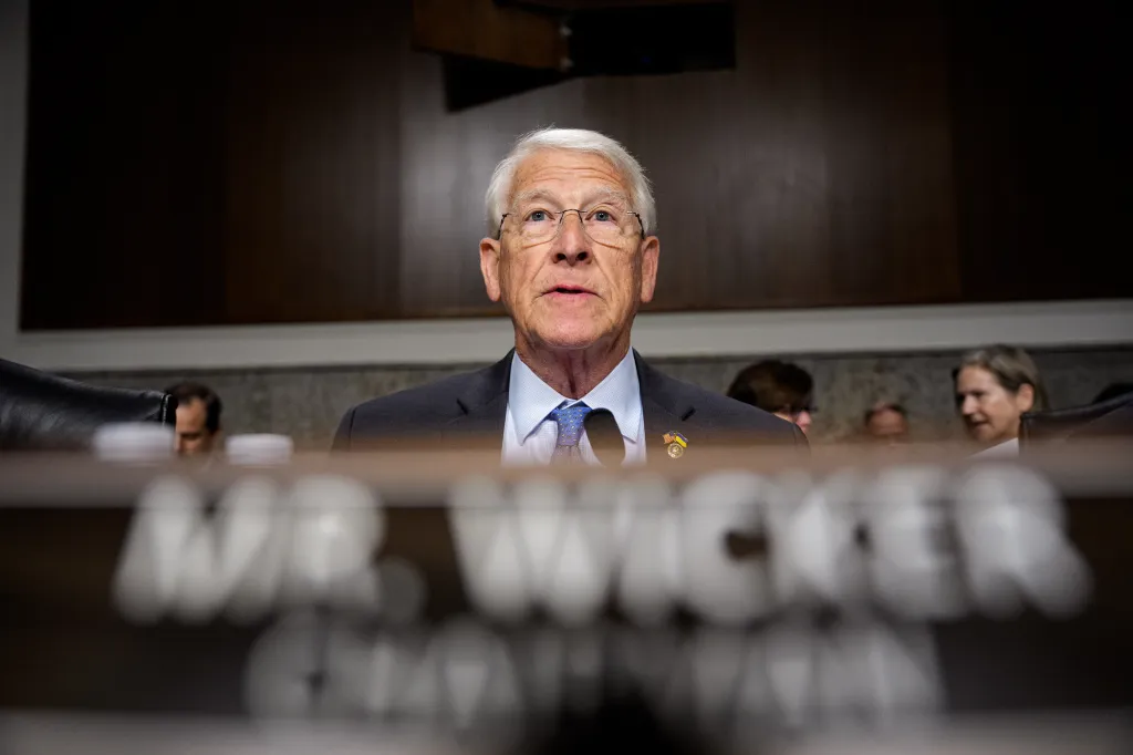 Senator Roger Wicker testifies before the Senate Armed Services Committee.