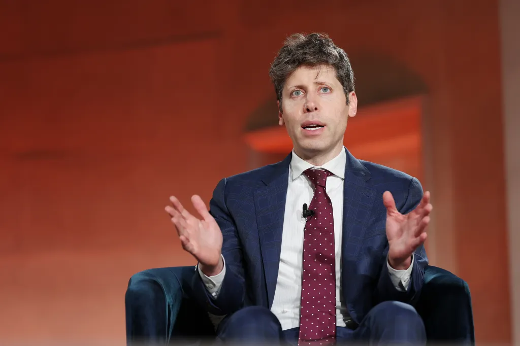 Sam Altman speaking at the BlackRock Infrastructure Summit.