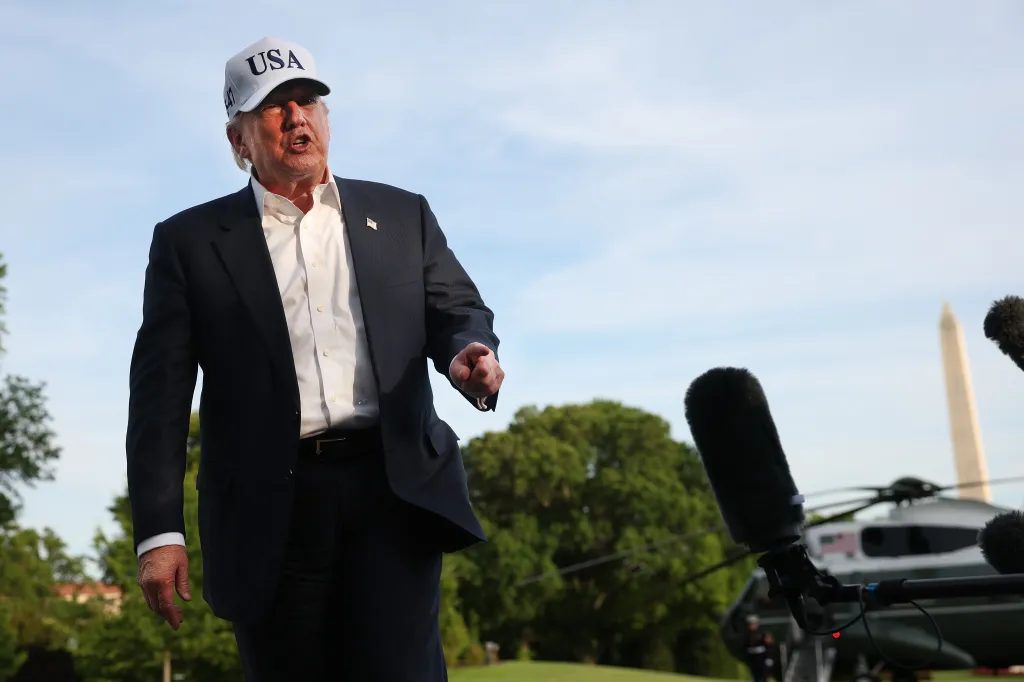 President Trump, wearing a 