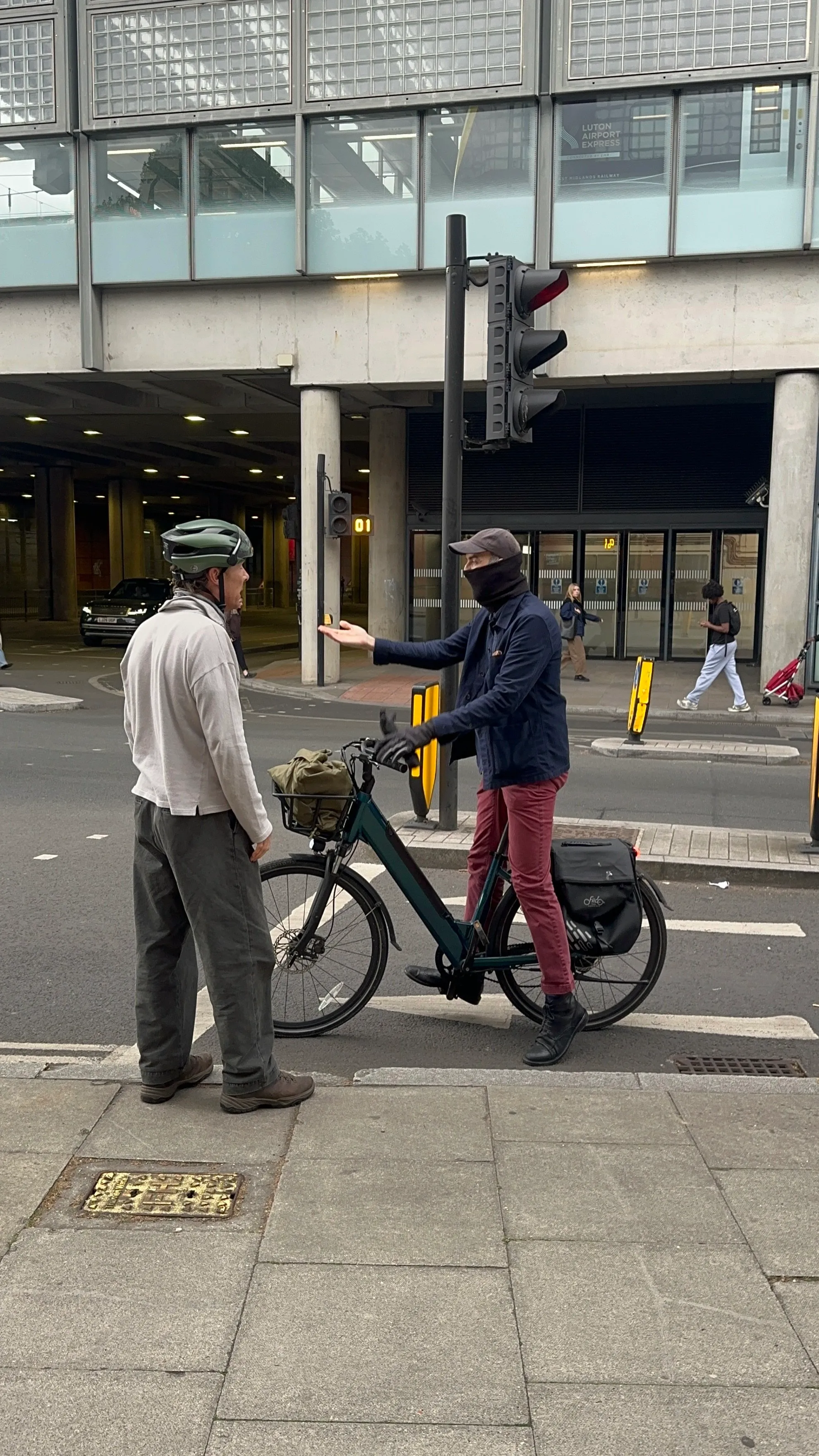 Benedict Cumberbatch in an altercation with another cyclist on a London street.