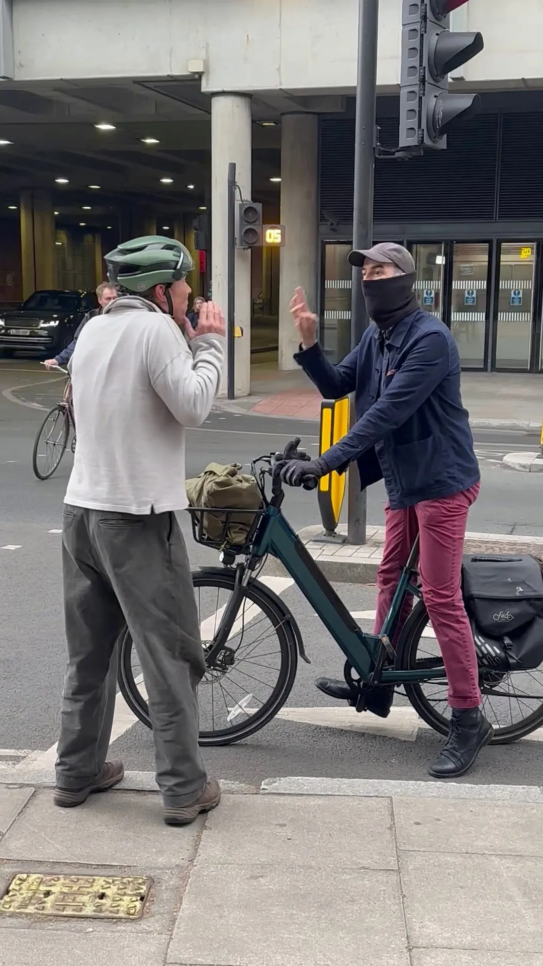 Benedict Cumberbatch in an altercation with another cyclist.