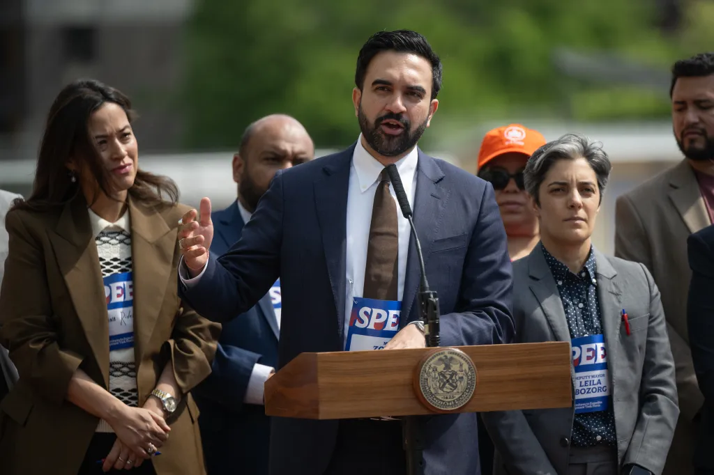 Mayor Zohran Mamdani speaks at a press conference regarding a housing announcement in the Bronx, New York.