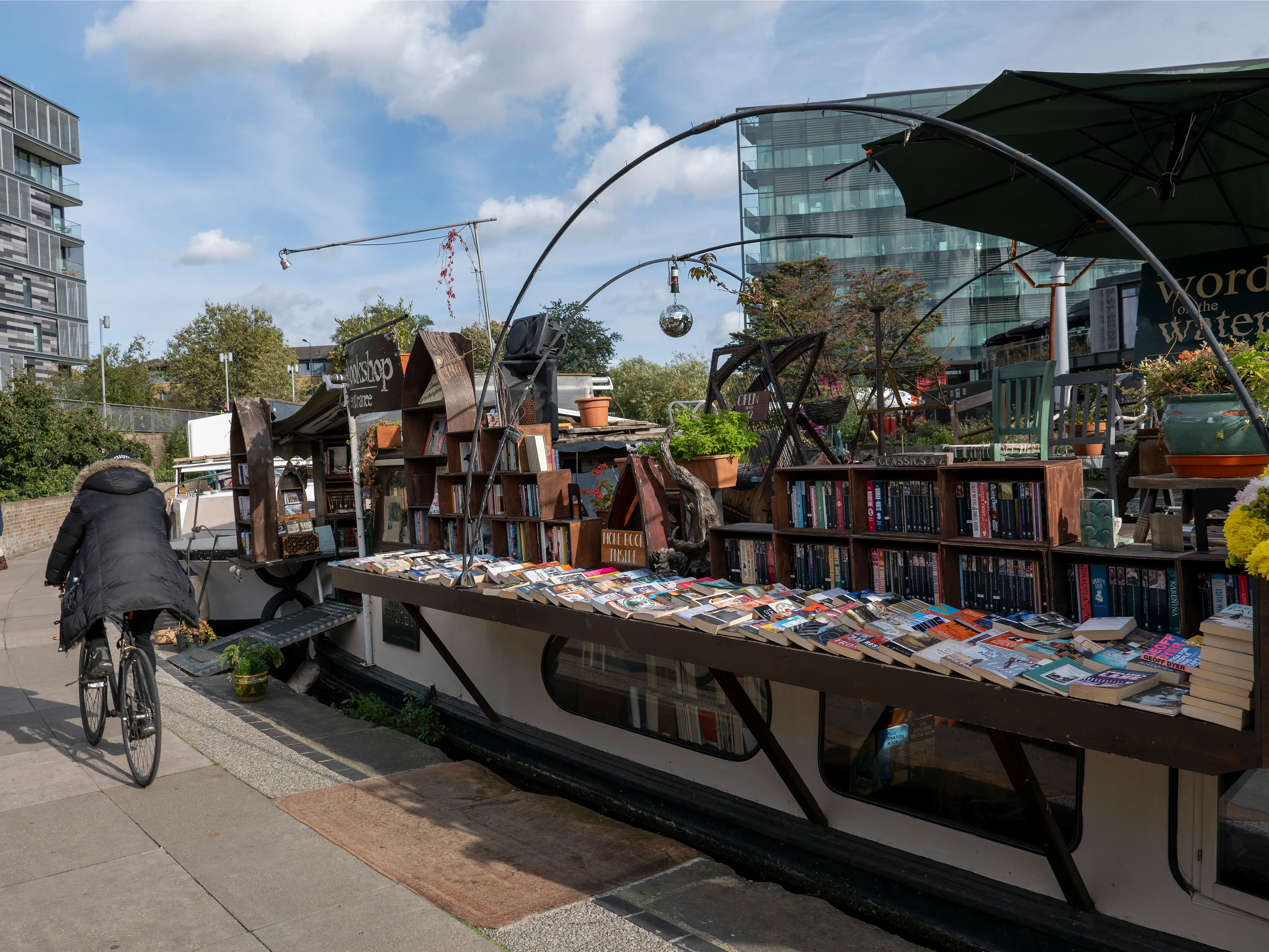 Books on a barge at Word on the Water in London