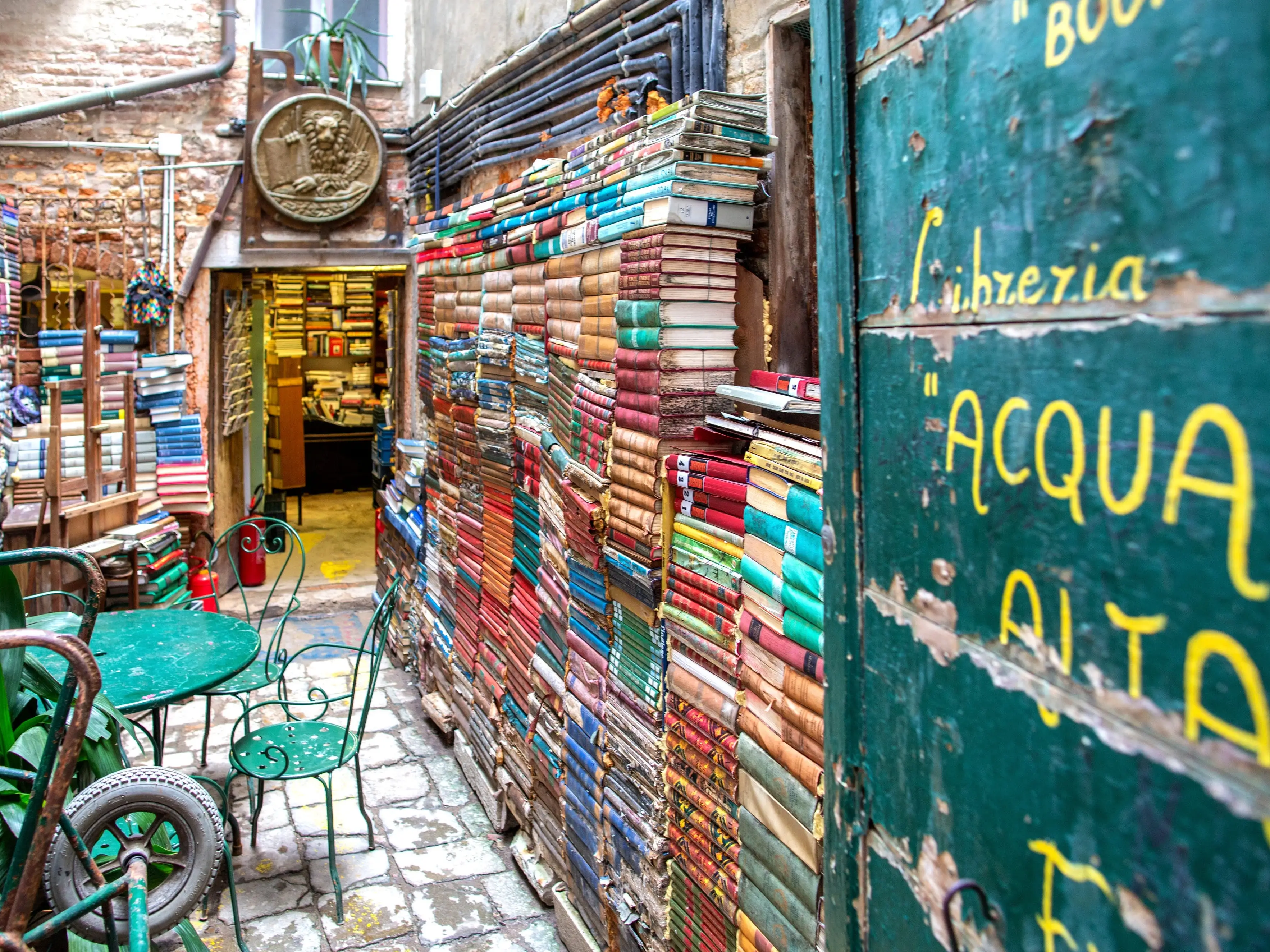 Books line the walls of Venice's 