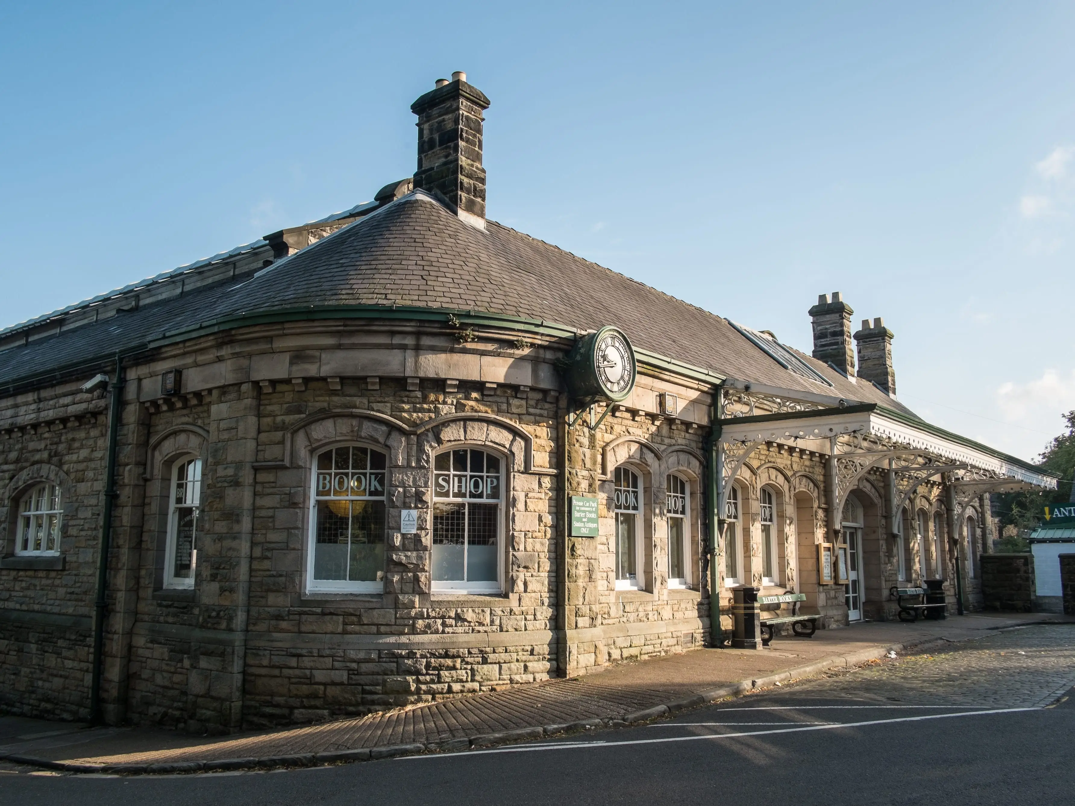 The exterior of Barter Books, which is located in a former train station.