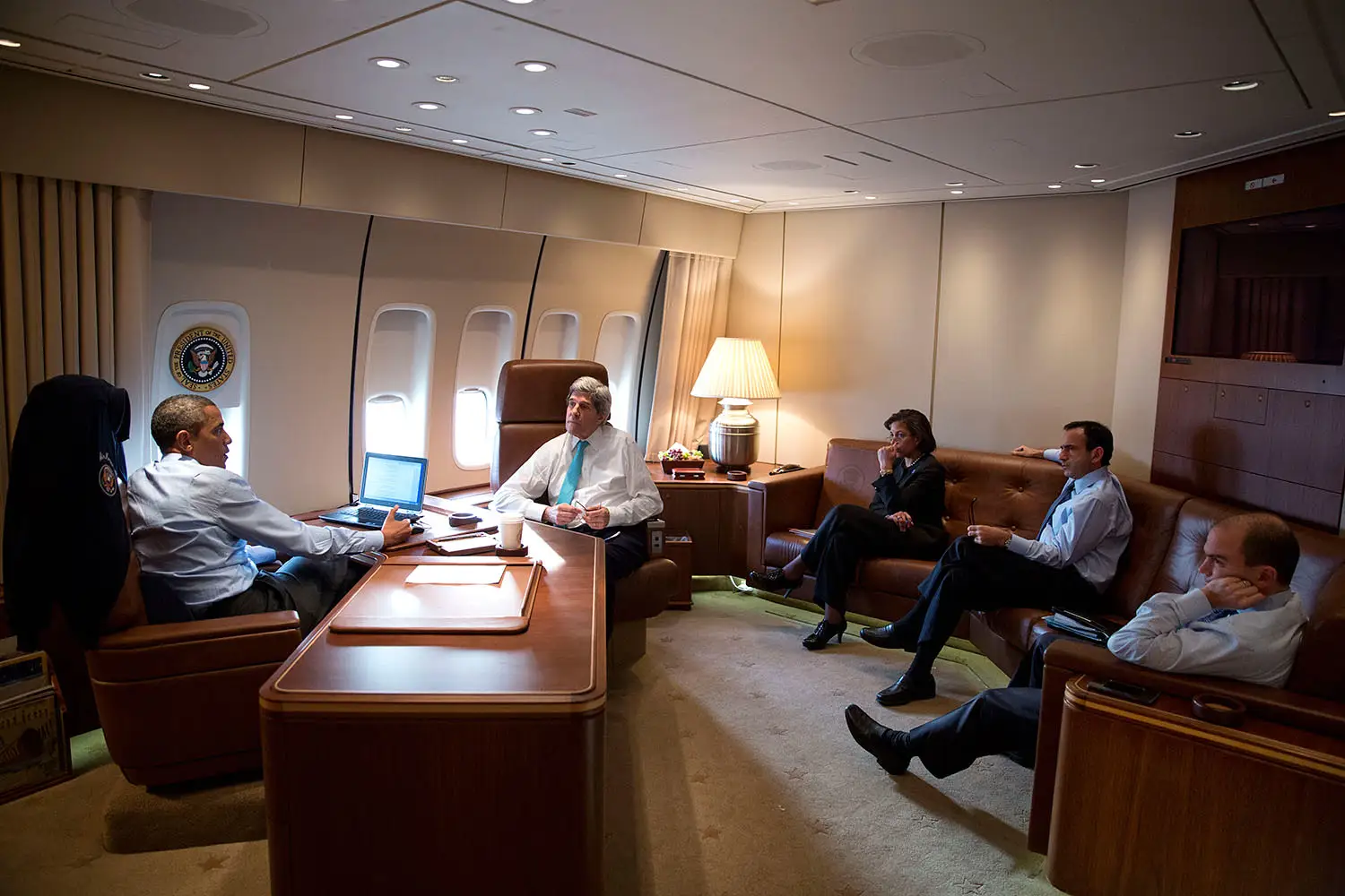 Barack Obama aboard Air Force One.