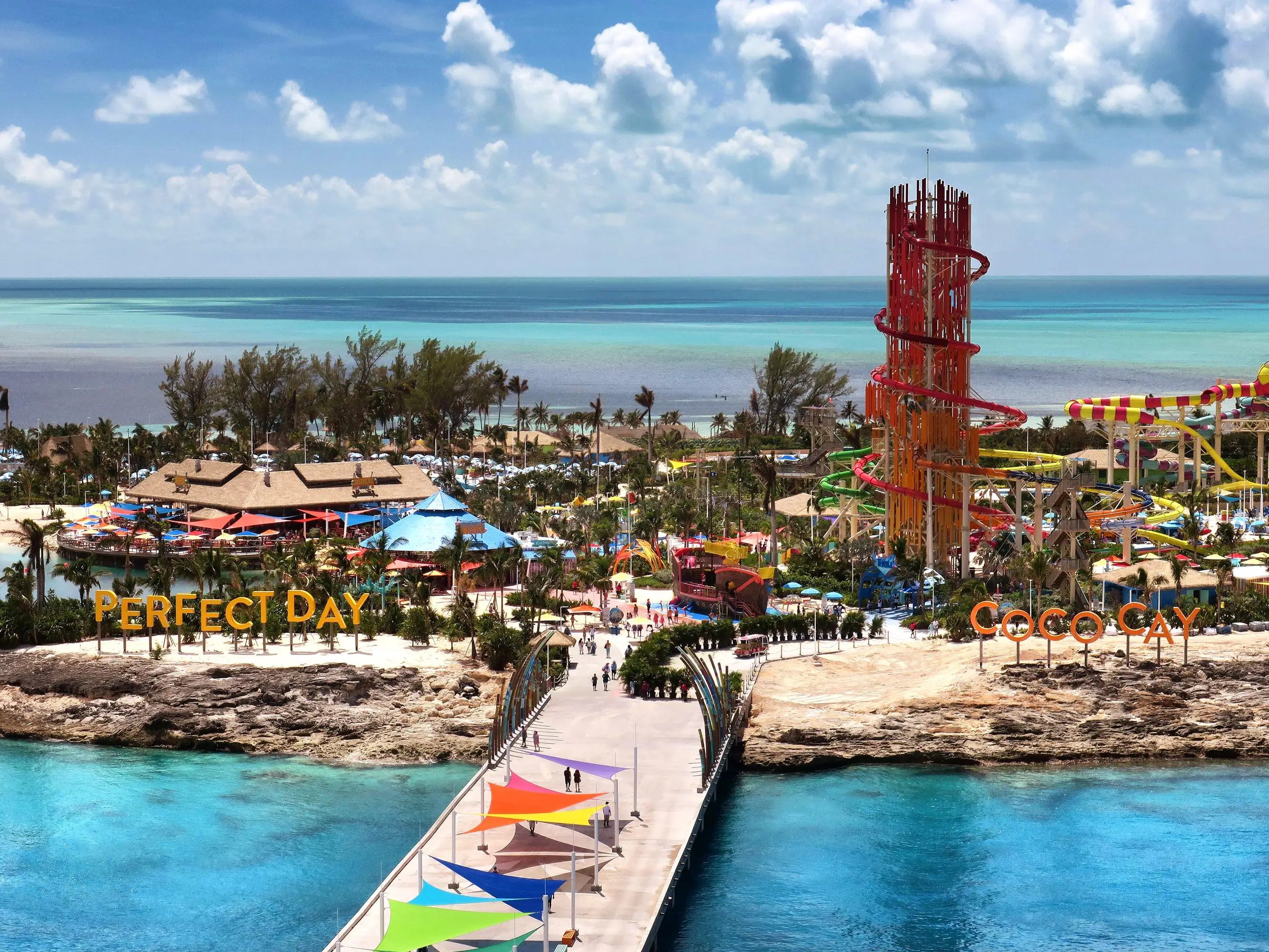An aerial view of Coco Cay, the private island for Royal Caribbean International cruise line, in the Bahamas, photographed Sunday, Sept. 8, 2019. Coco Cay sustained only superficial damage from Hurricane Dorian. ()