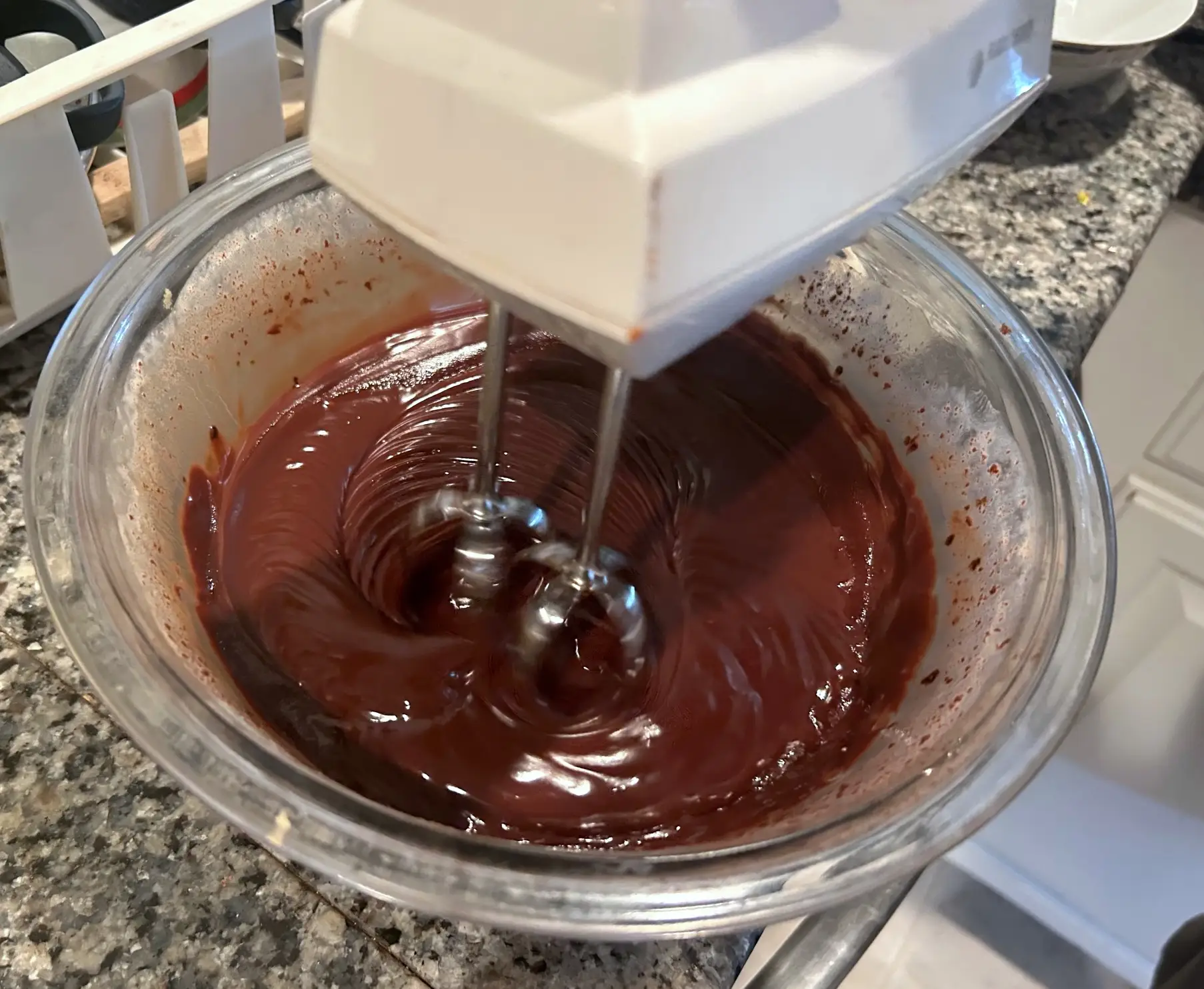 Making the mocha frosting for Ina Garten's chocolate cake