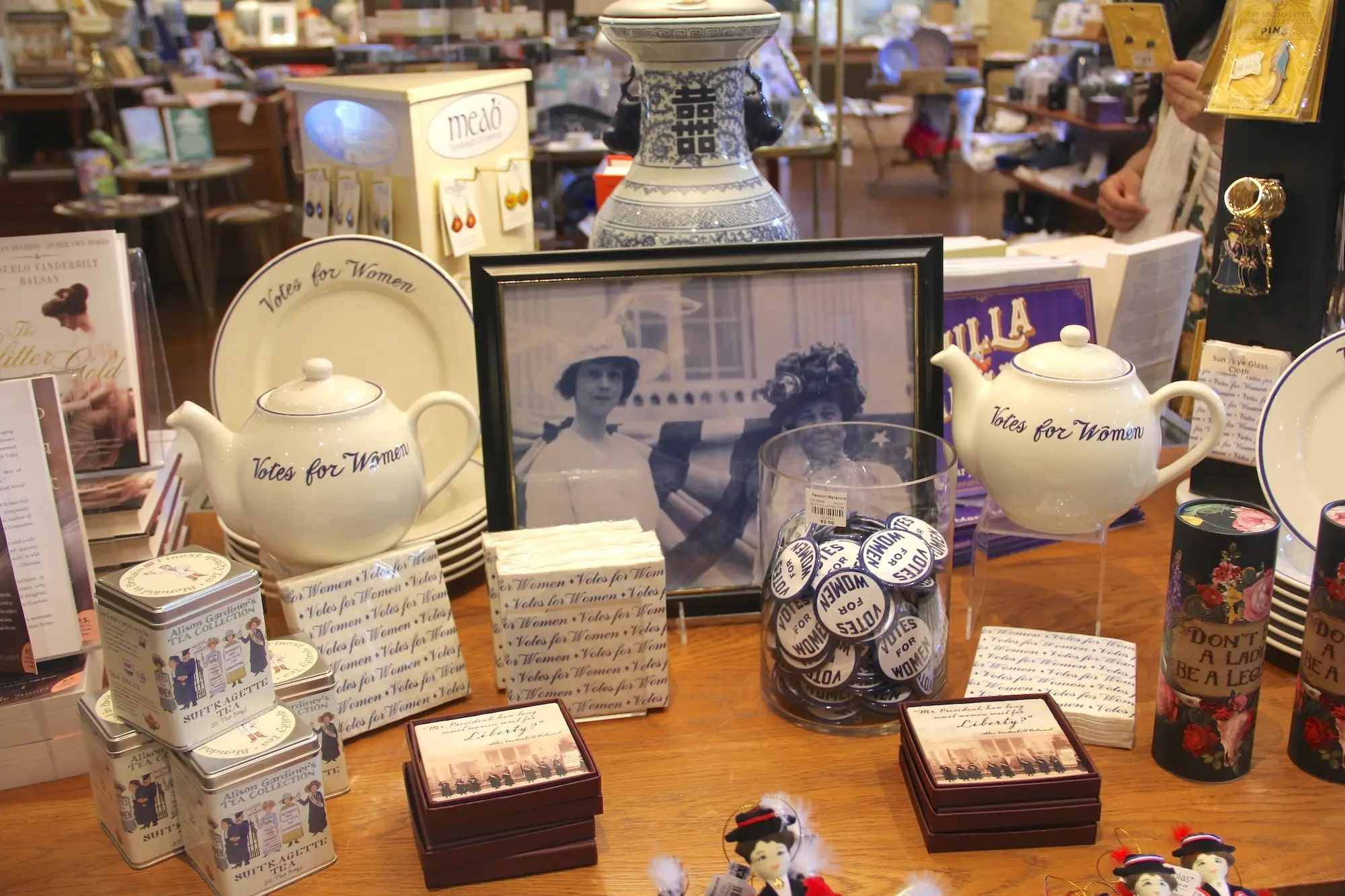 The gift shop at Marble House featuring replicas of 