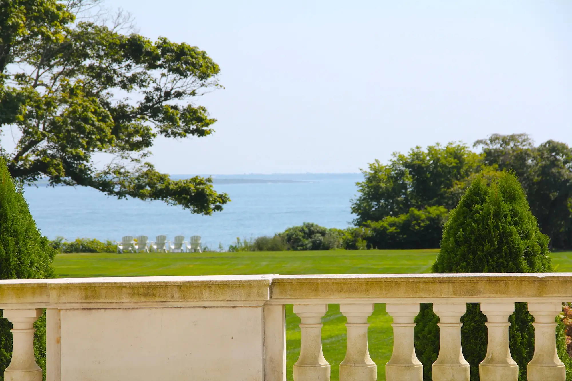 A porch with ocean views at Marble House.