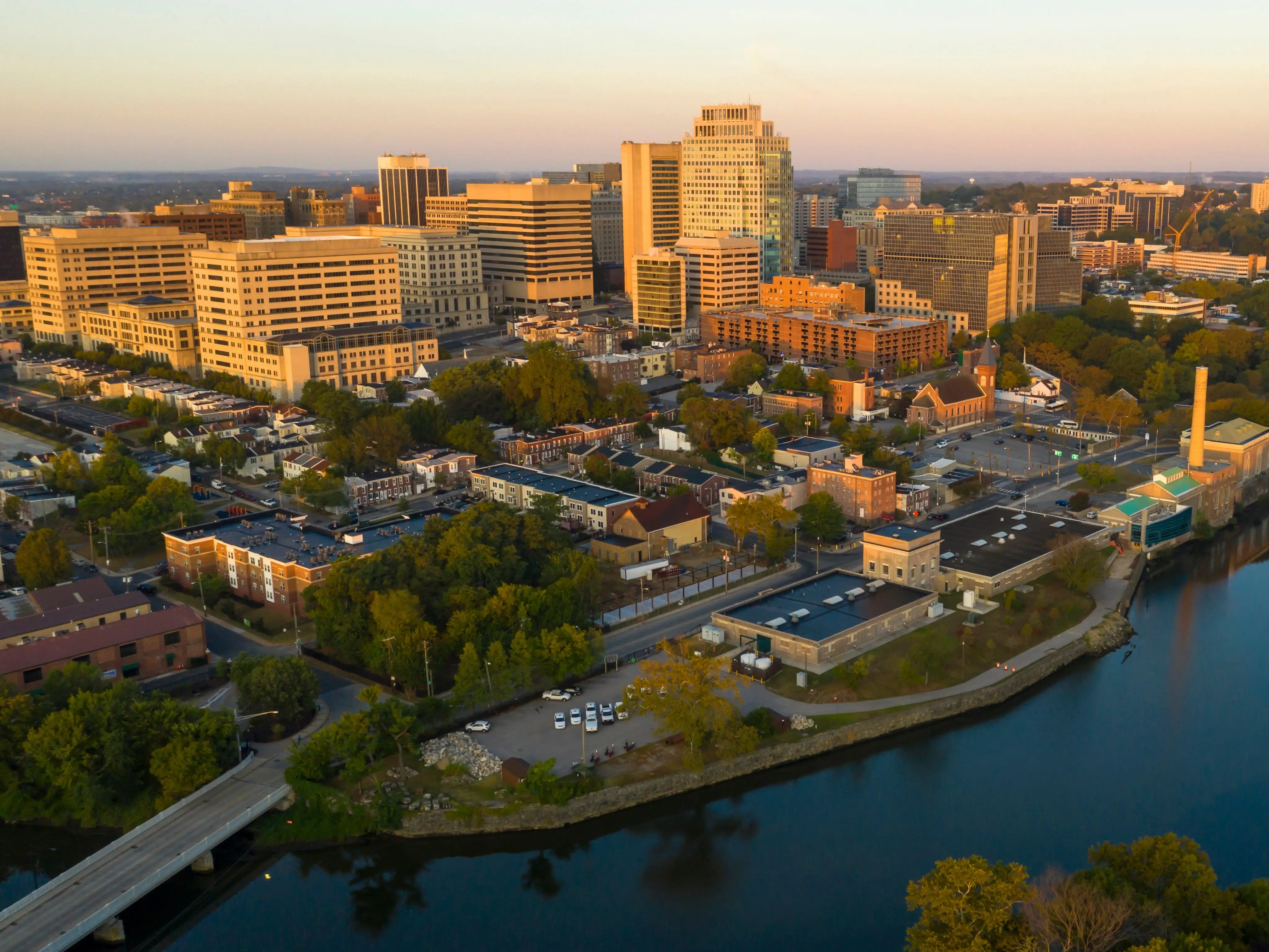 Downtown Wilmington, Delaware, at sunrise.