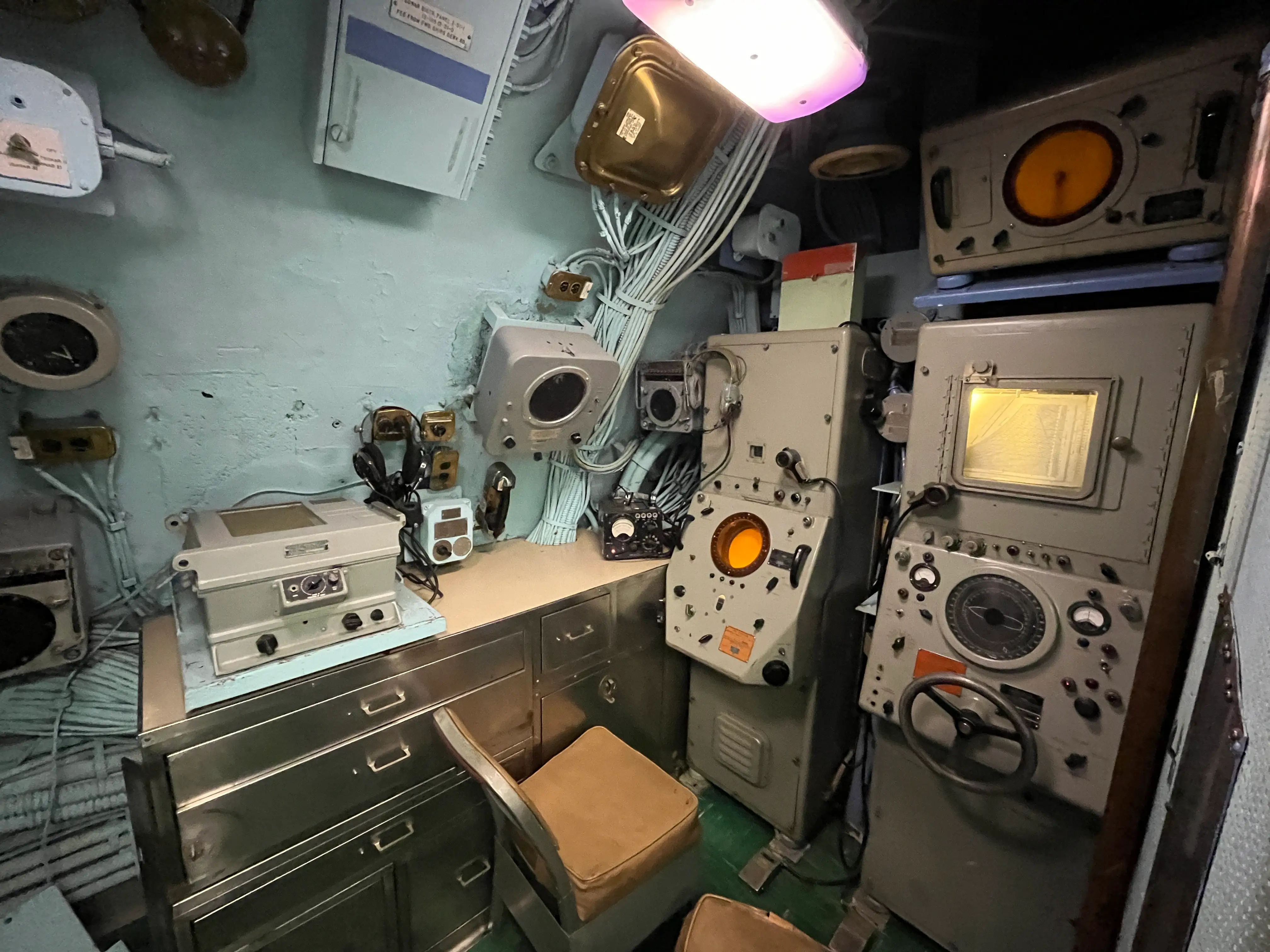 The sonar room on the USS Growler submarine.
