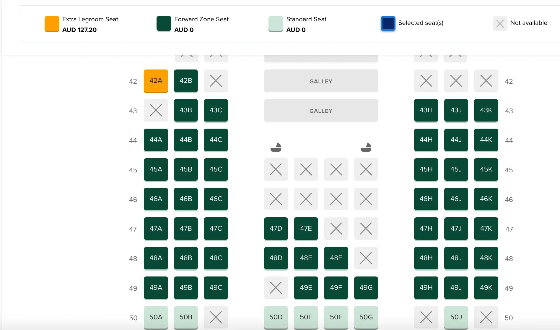 Screengrab of Singapore Airlines seat selection