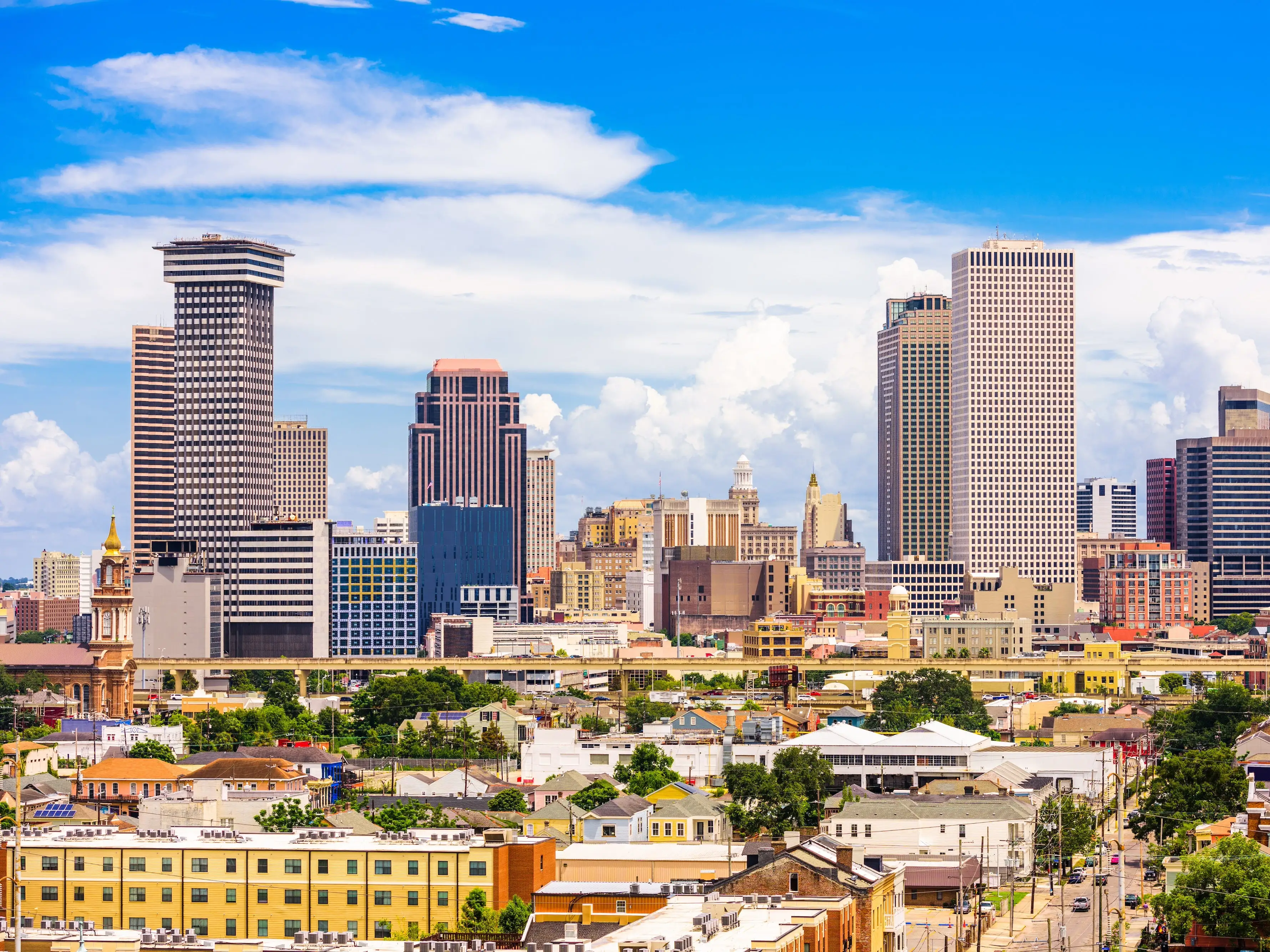 The skyline of downtown New Orleans.