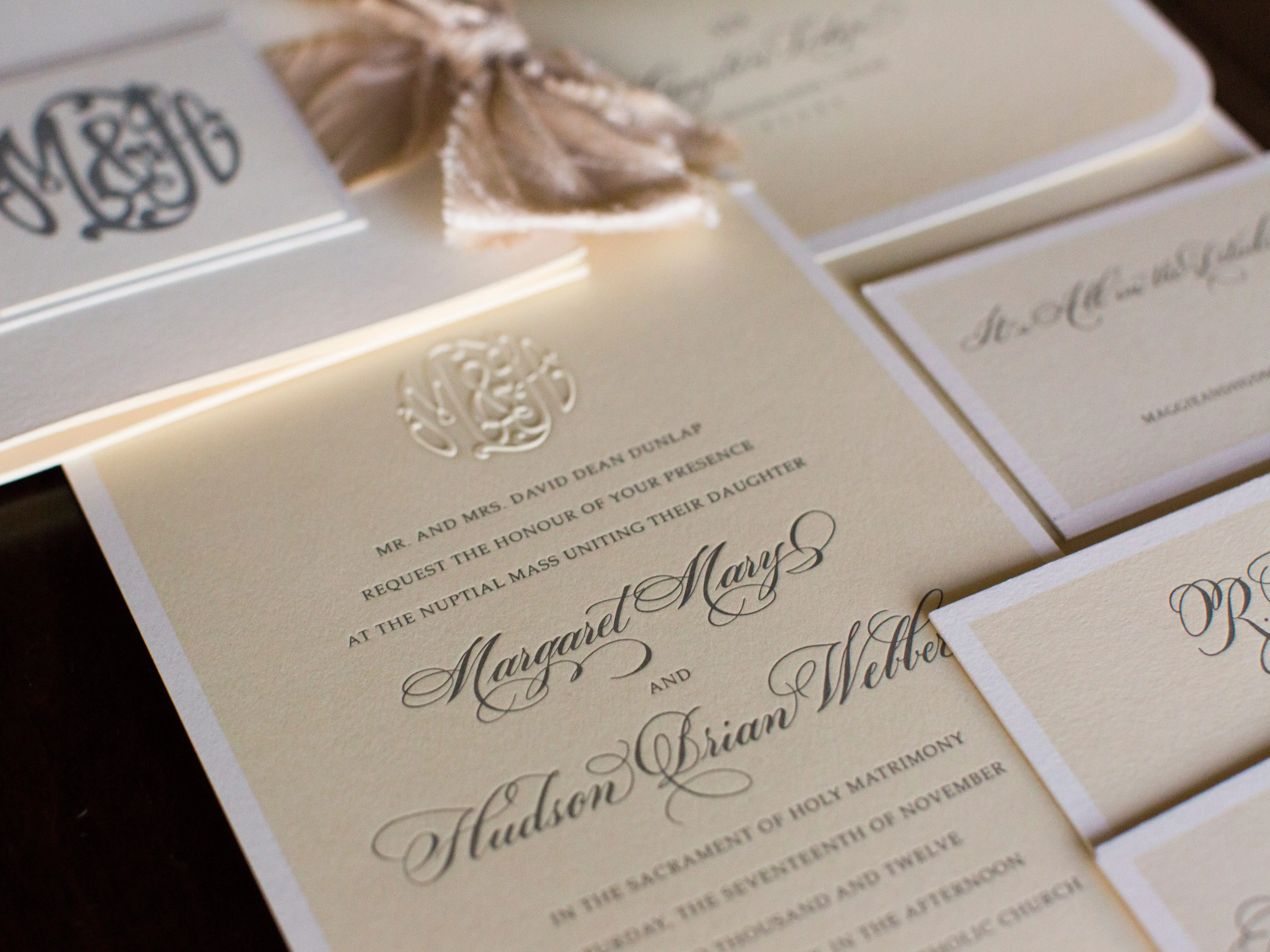 A wedding invitation suite.