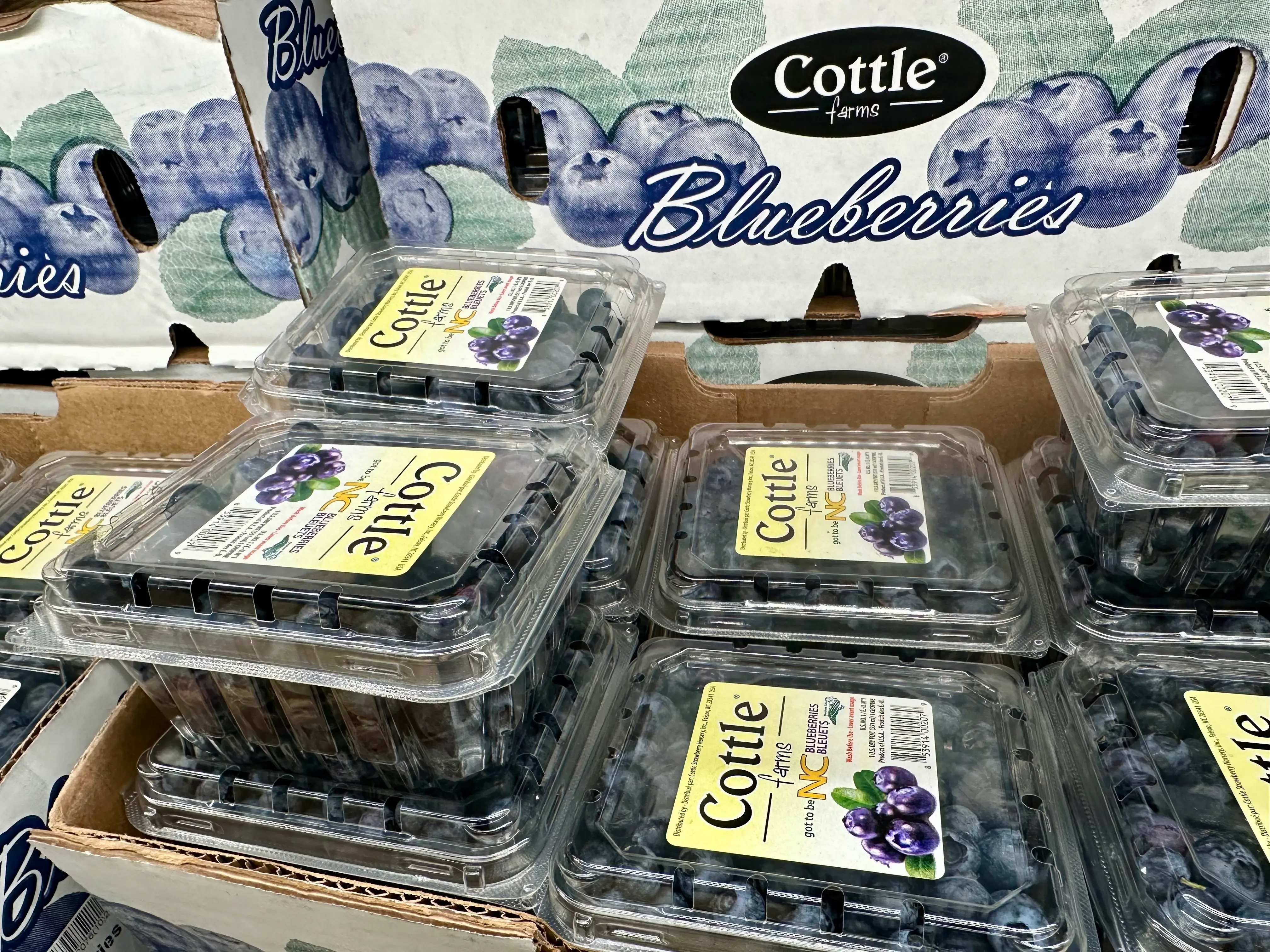 Packages of Cottle Farms blueberries at Aldi.
