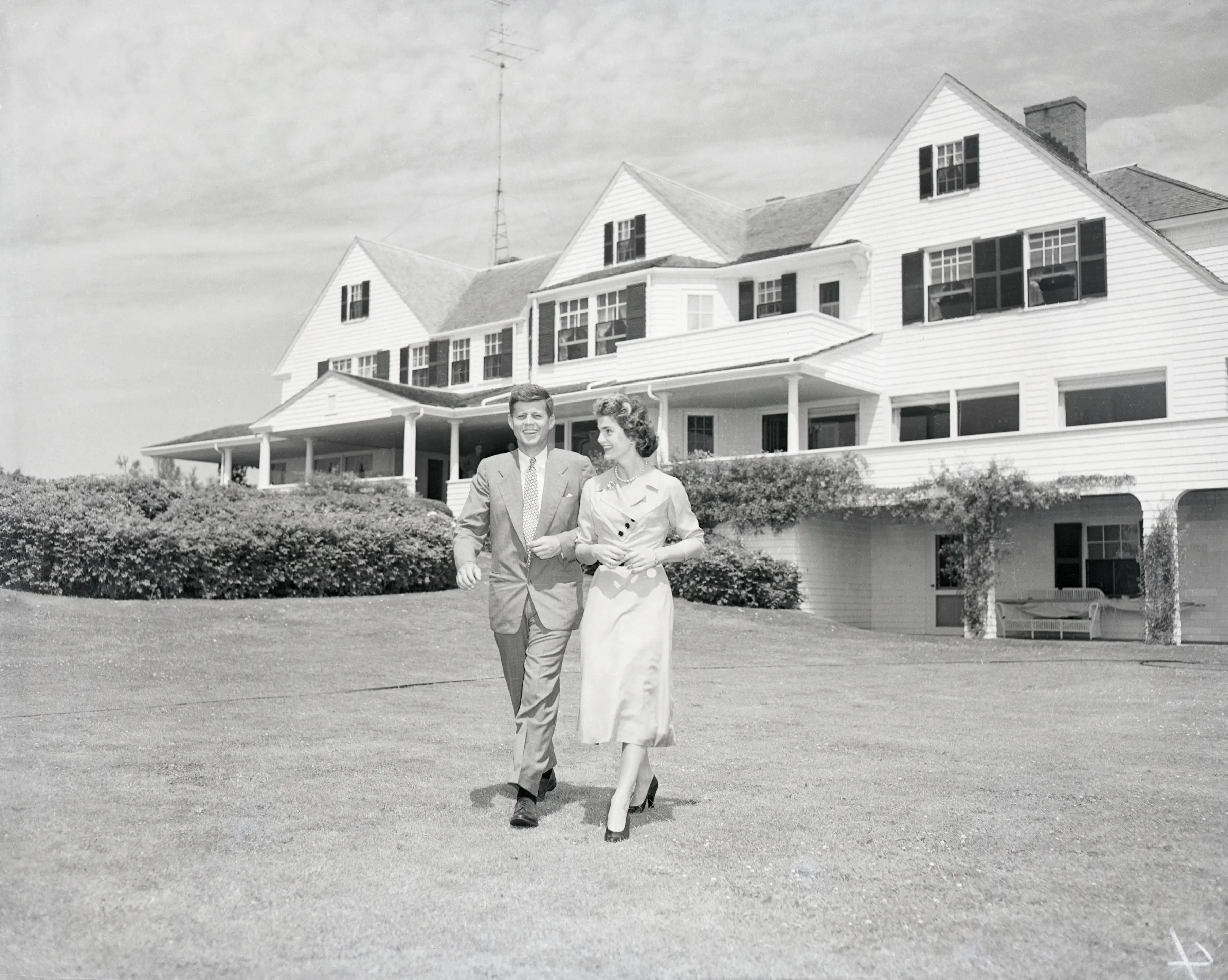 The Kennedys at his family's home after announcing their engagement.