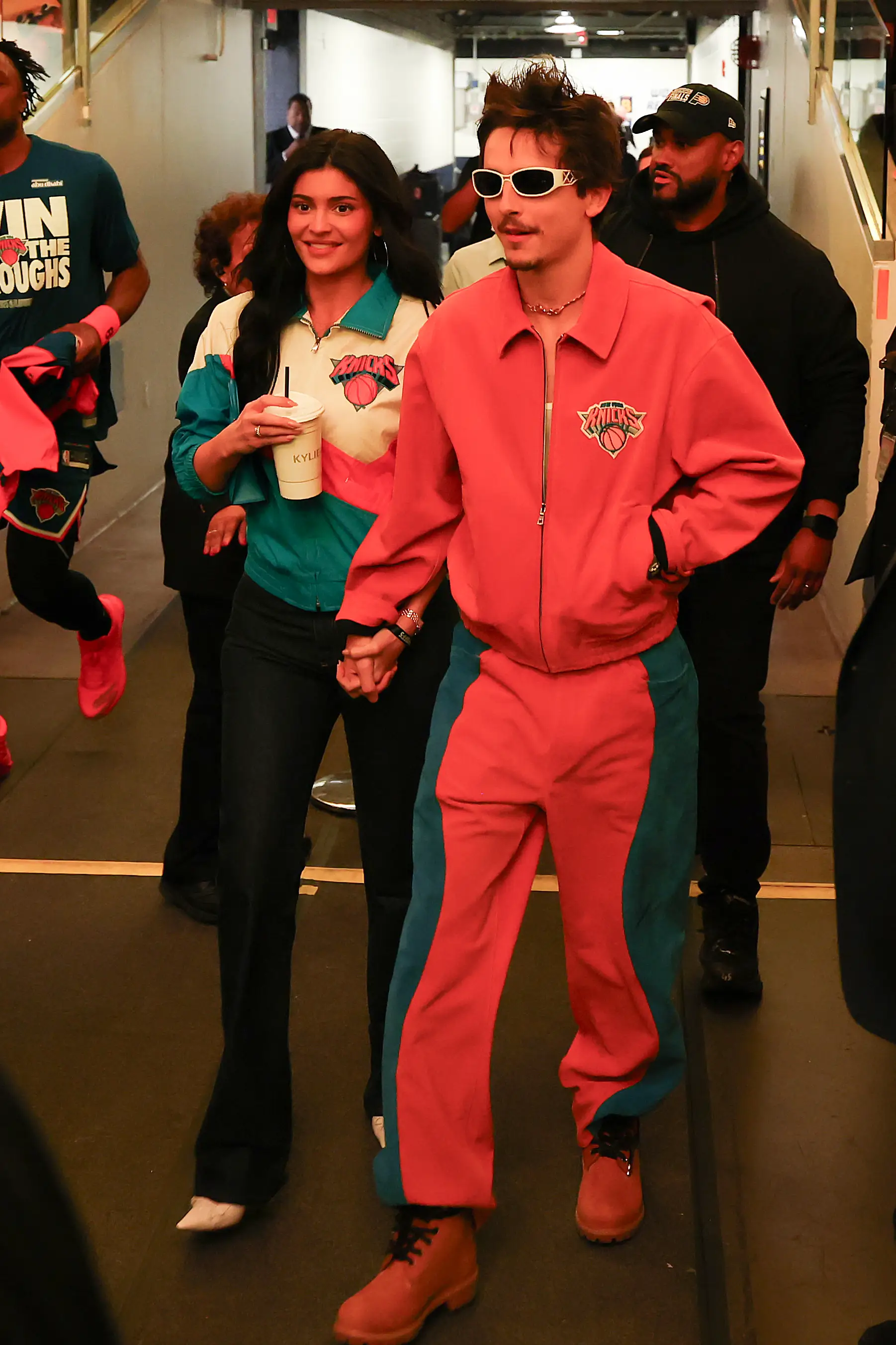 Kylie Jenner and Timothee Chalamet attend Game Six of the Eastern Conference Finals of the 2025 NBA Playoffs in May 2025.