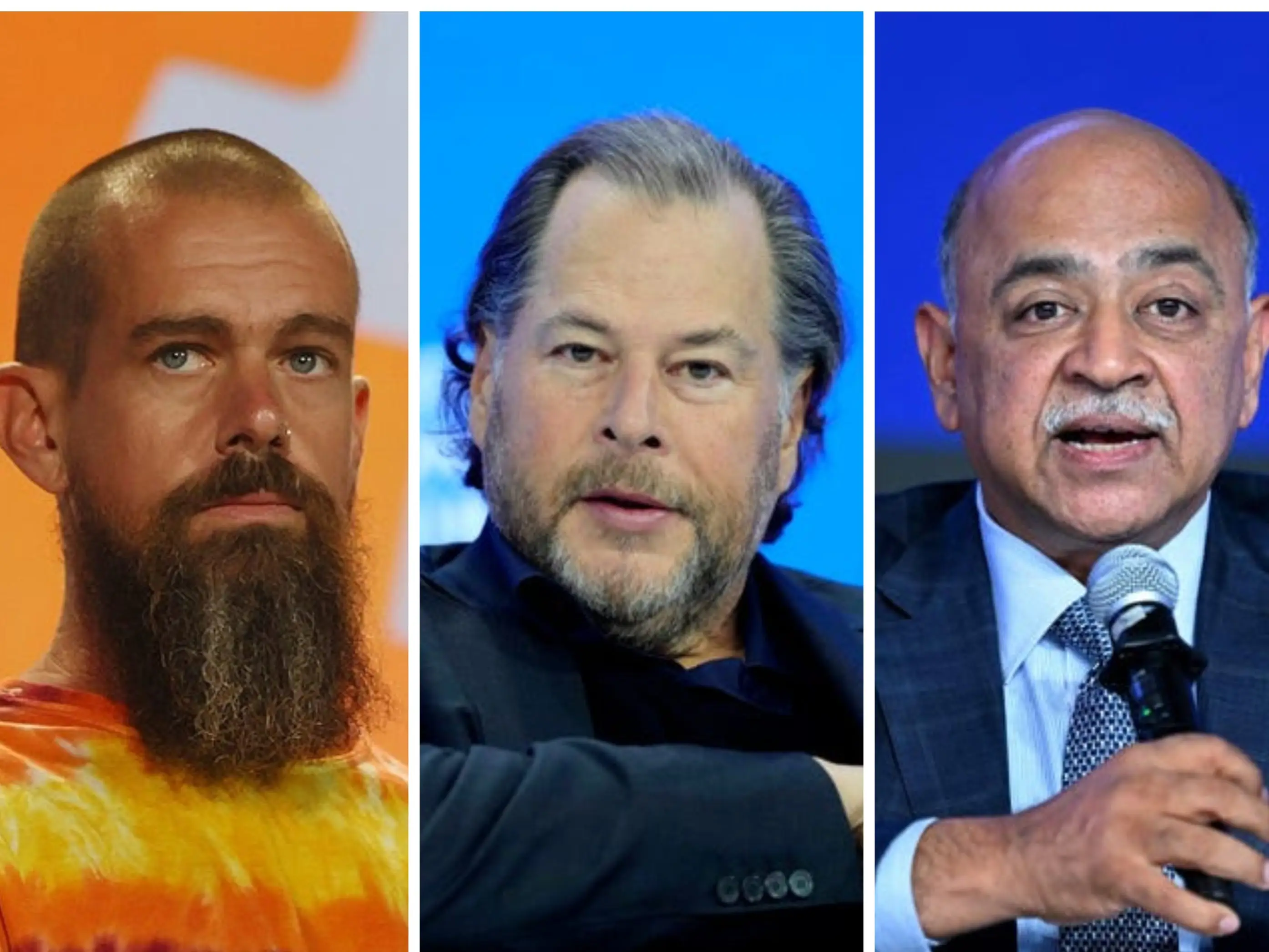 Jack Dorsey, Marc Benioff, Arvind Krishna