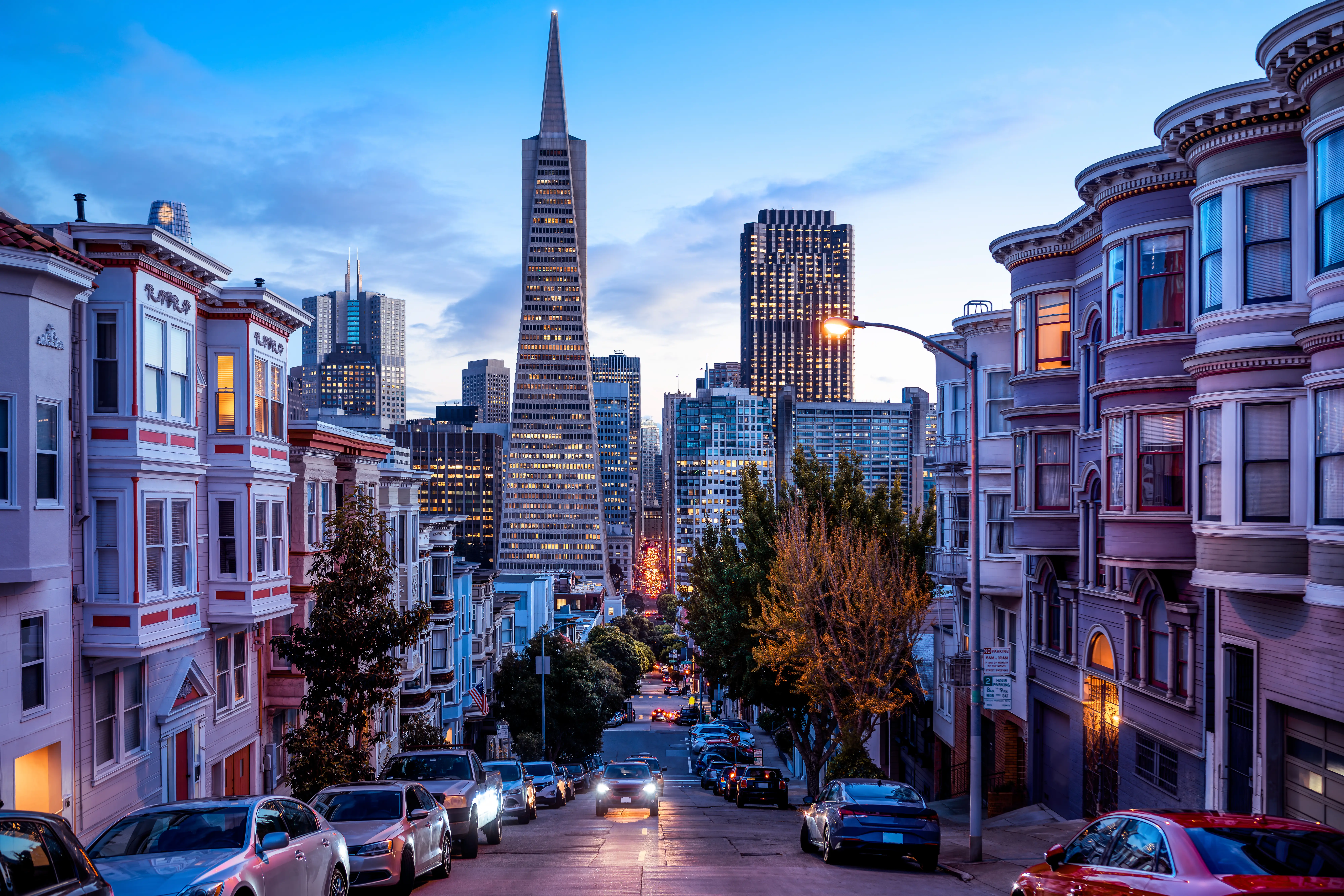 The skyline of San Francisco at night.
