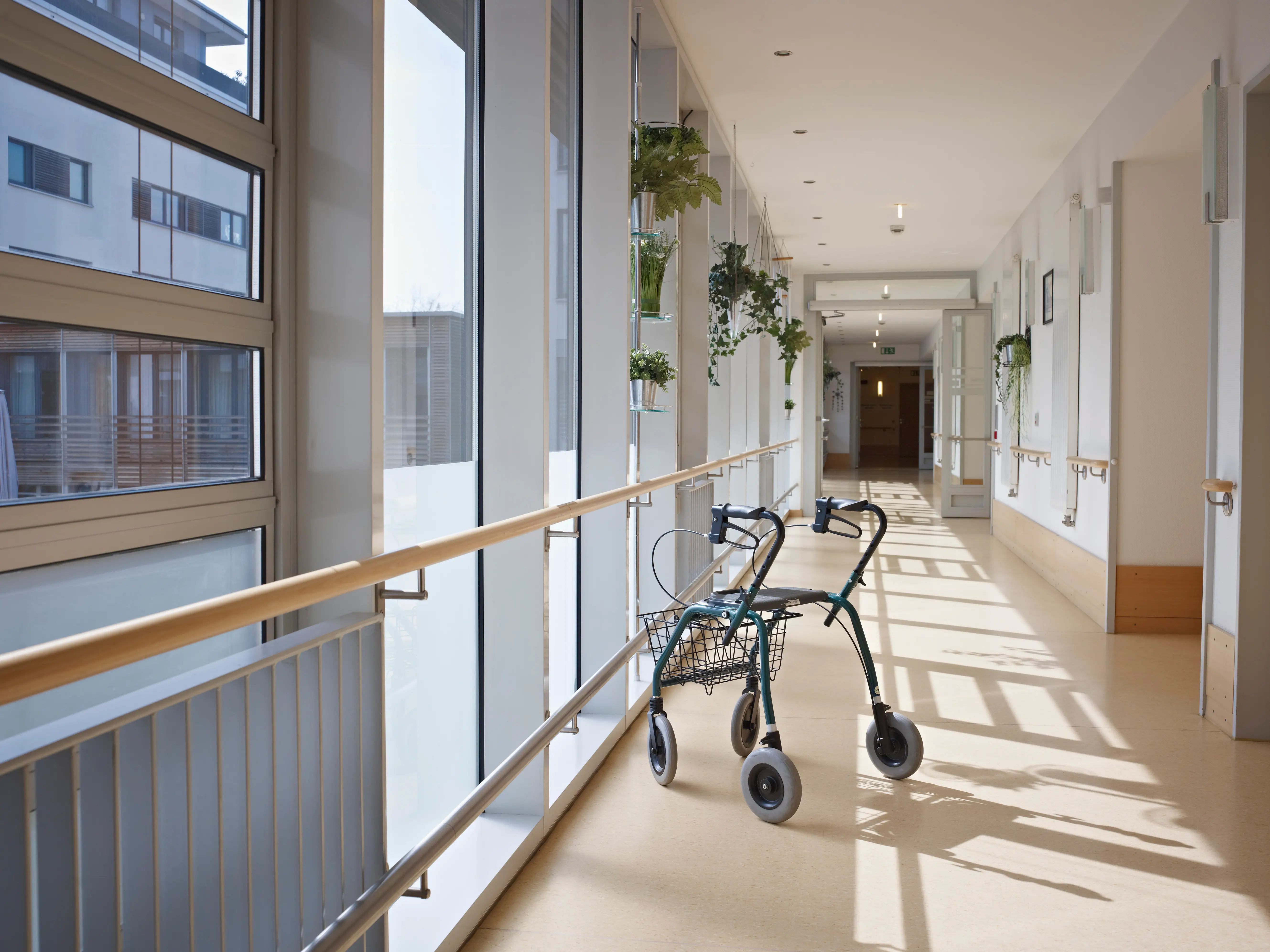 A walker left alone in the hallway.