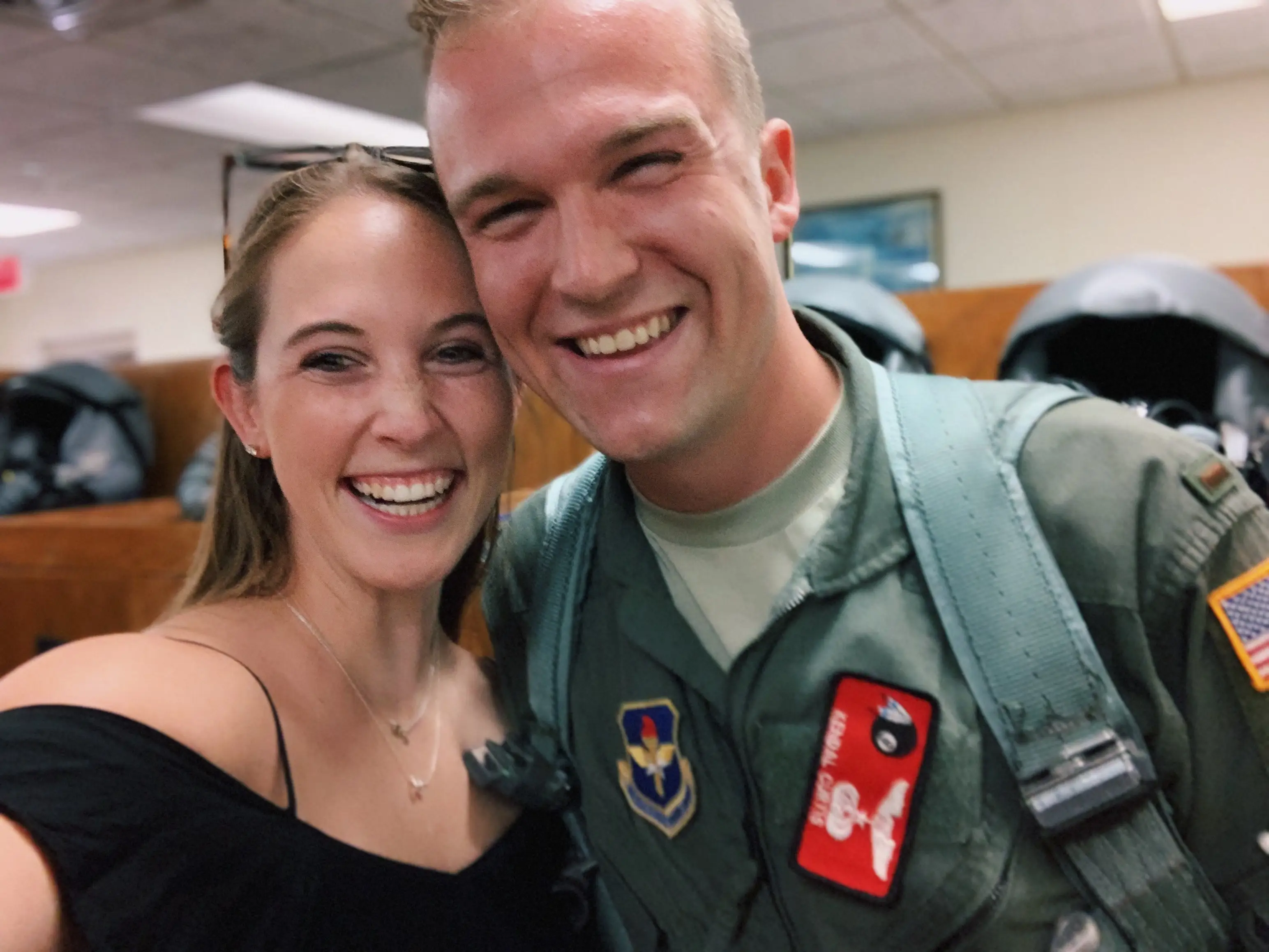 Woman and man smiling