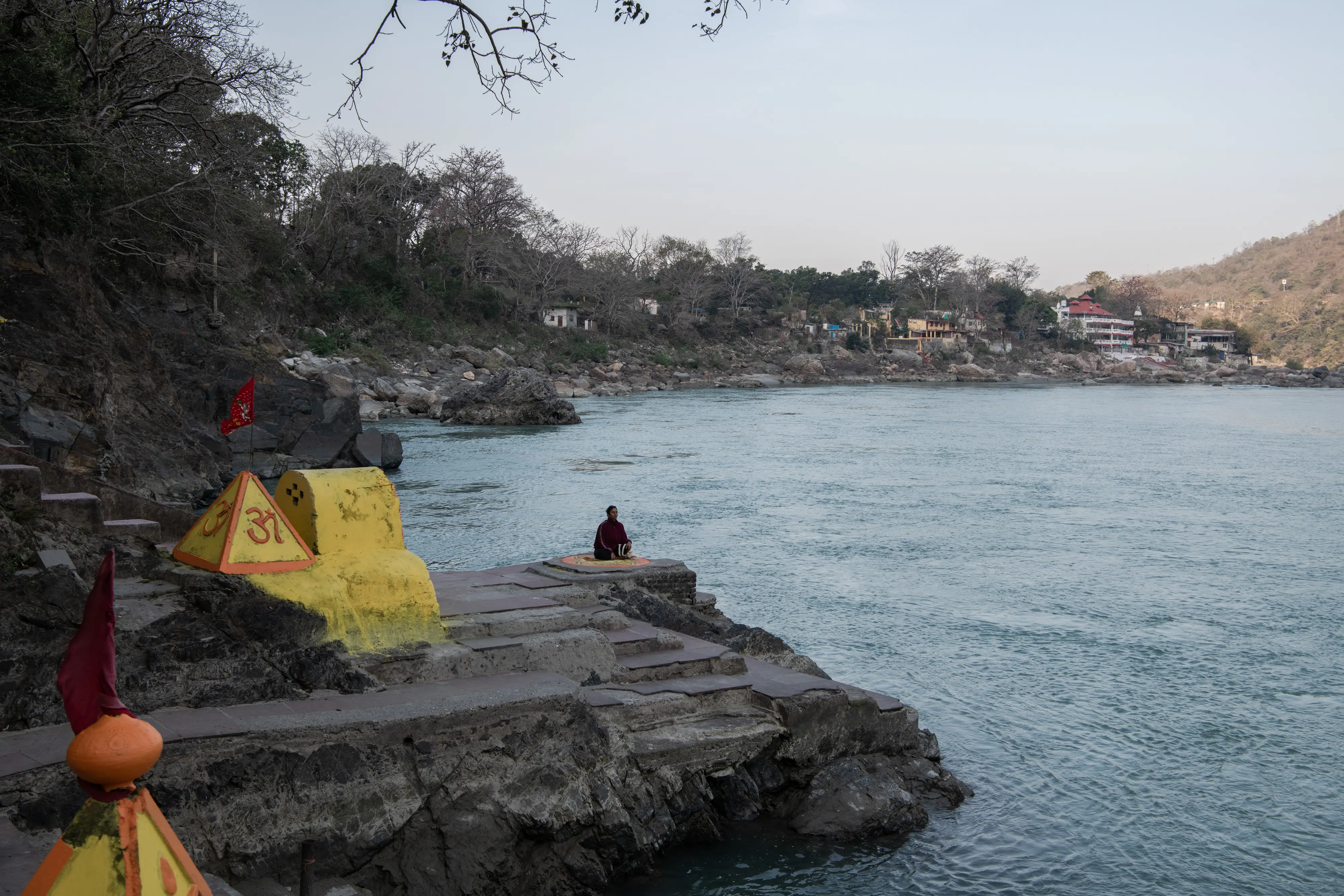 The River Ganges runs through the town on March 16, 2024 in Rishikesh, India.