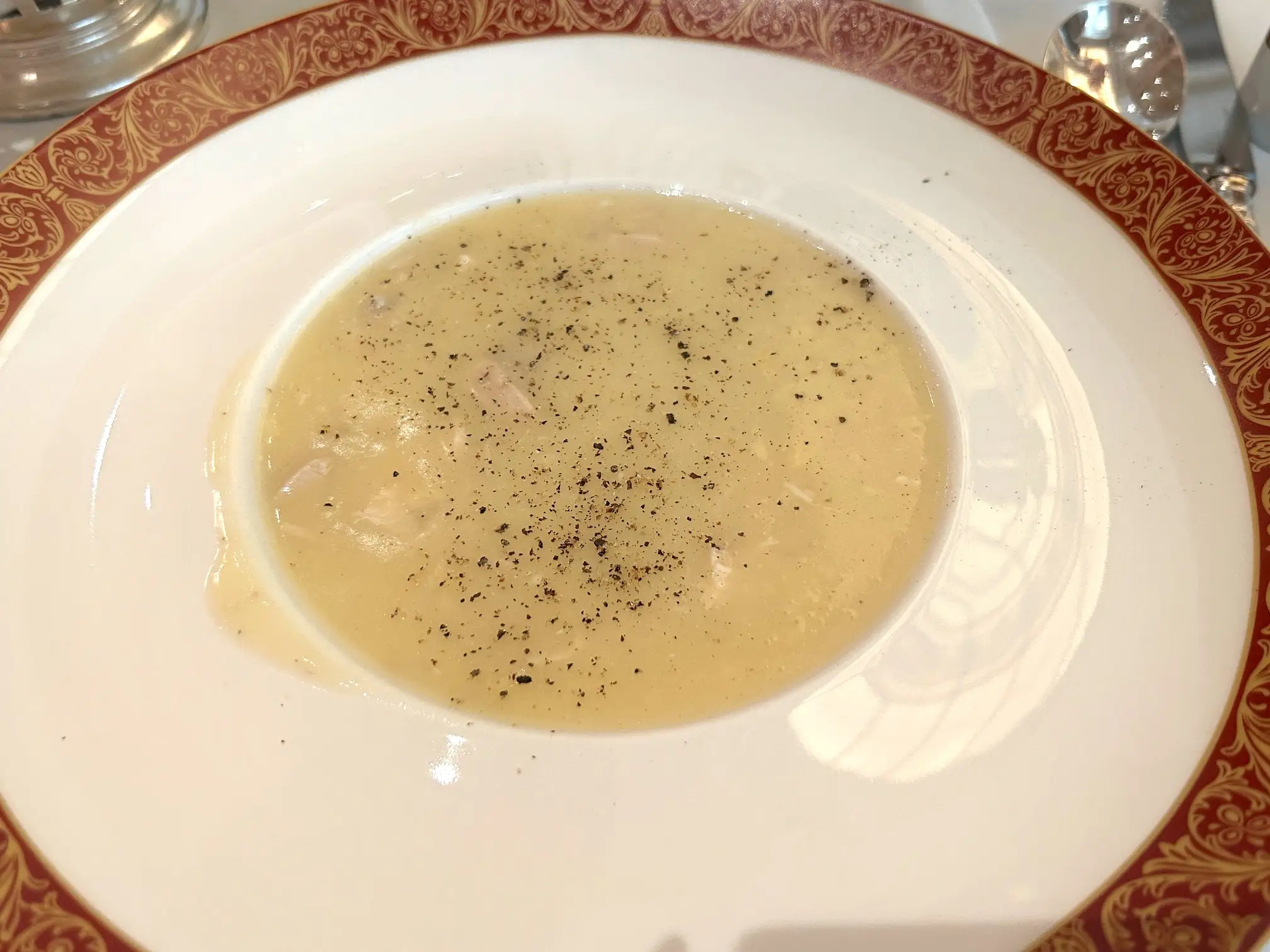Avgolomeno soup from Hotel Grande Bretagne's Winter Garden City Lounge.