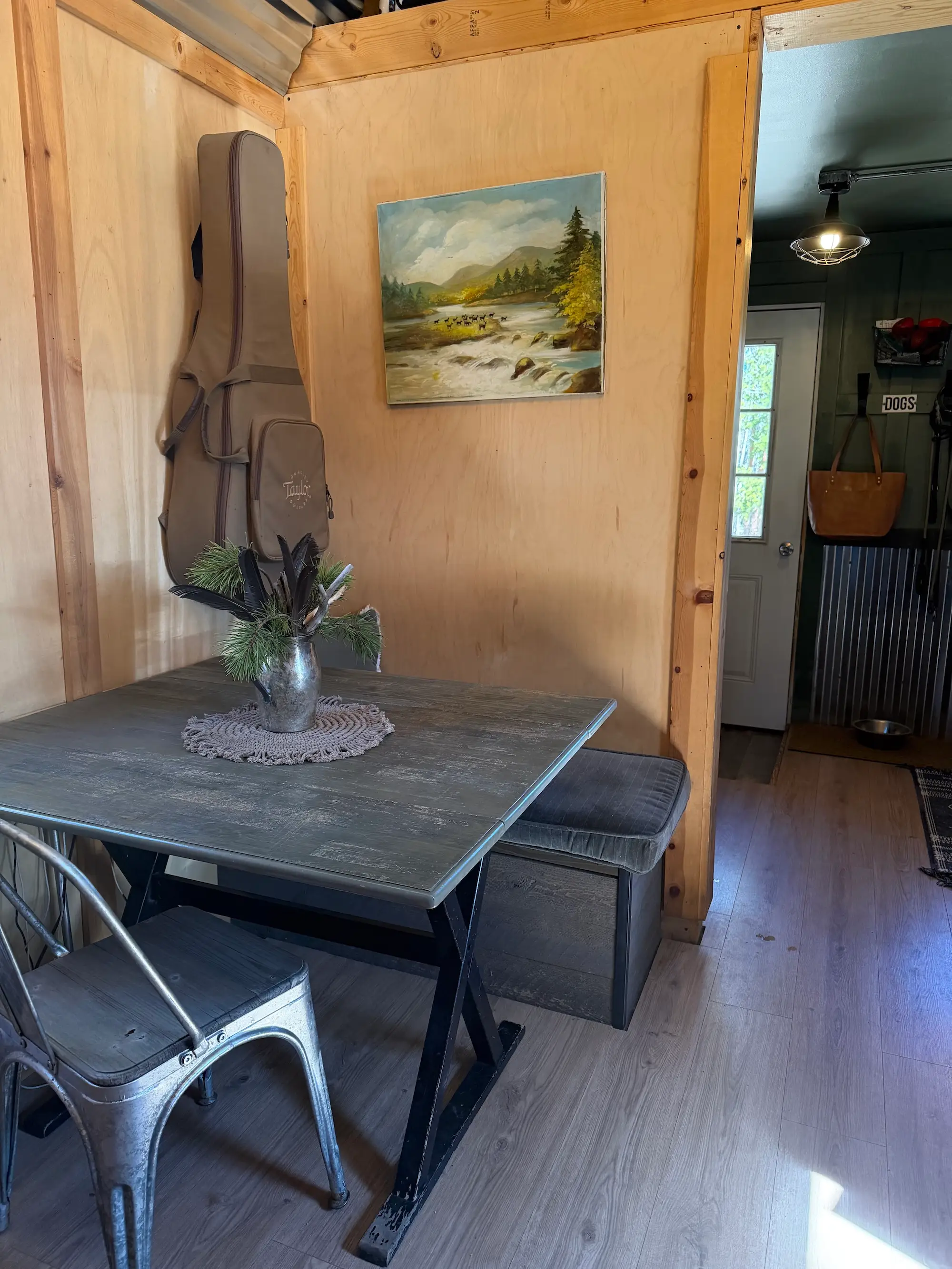A dining nook in a tiny home.
