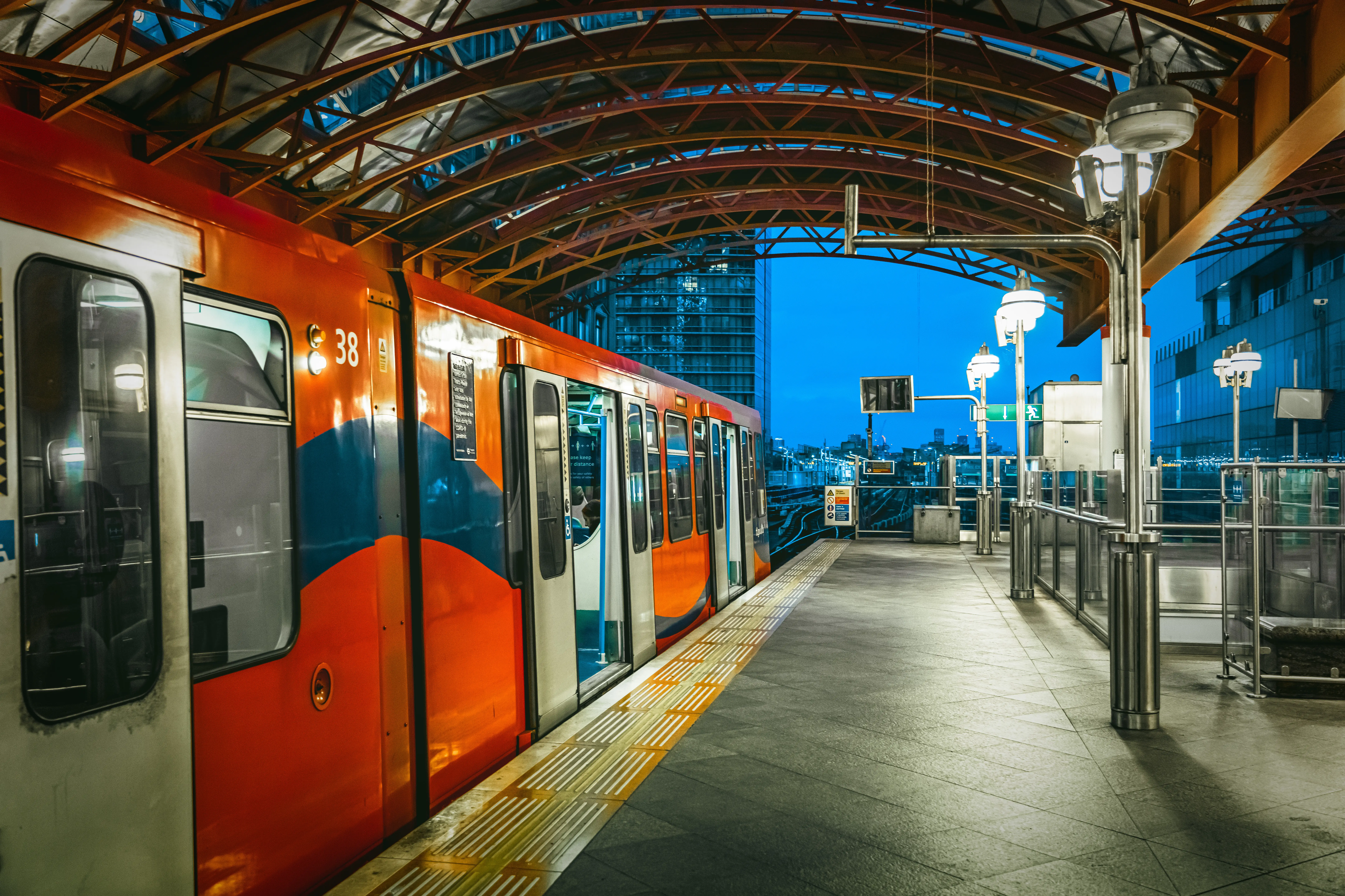 A train stopped in one of the stations of London's tube.