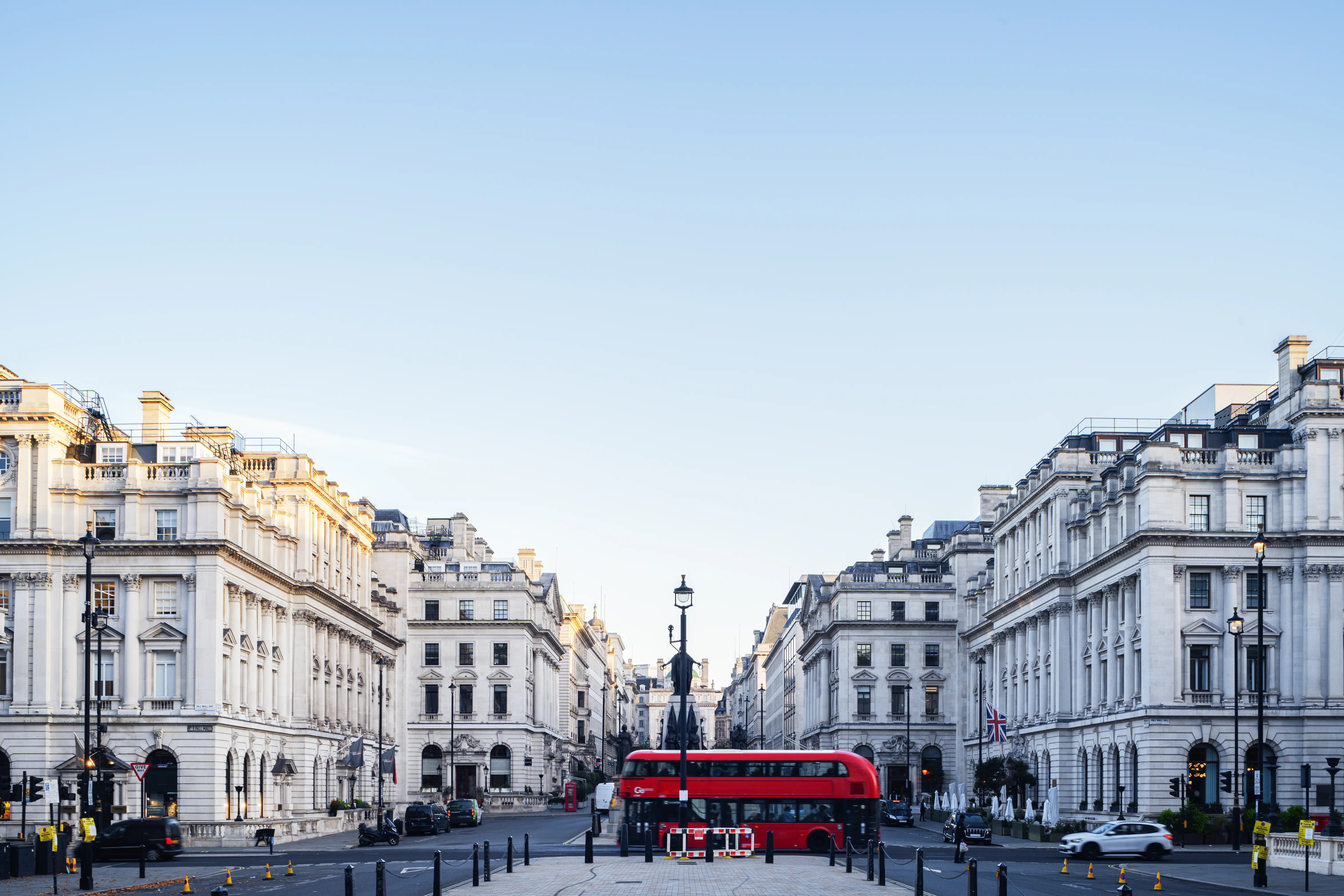 iew of old traditional buildings with offices and shops in Waterloo Place