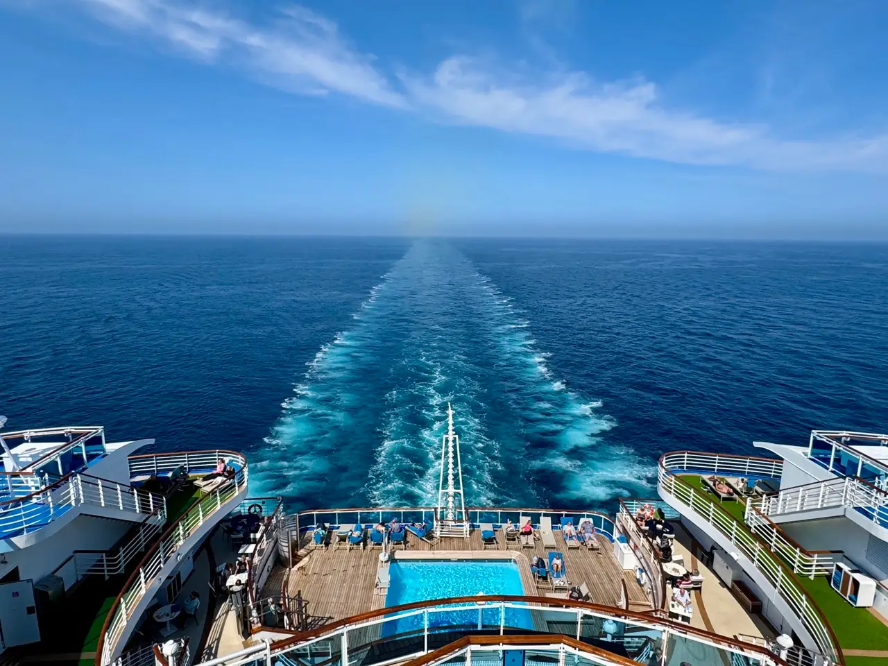 Aft view while sailing on Emerald Princess