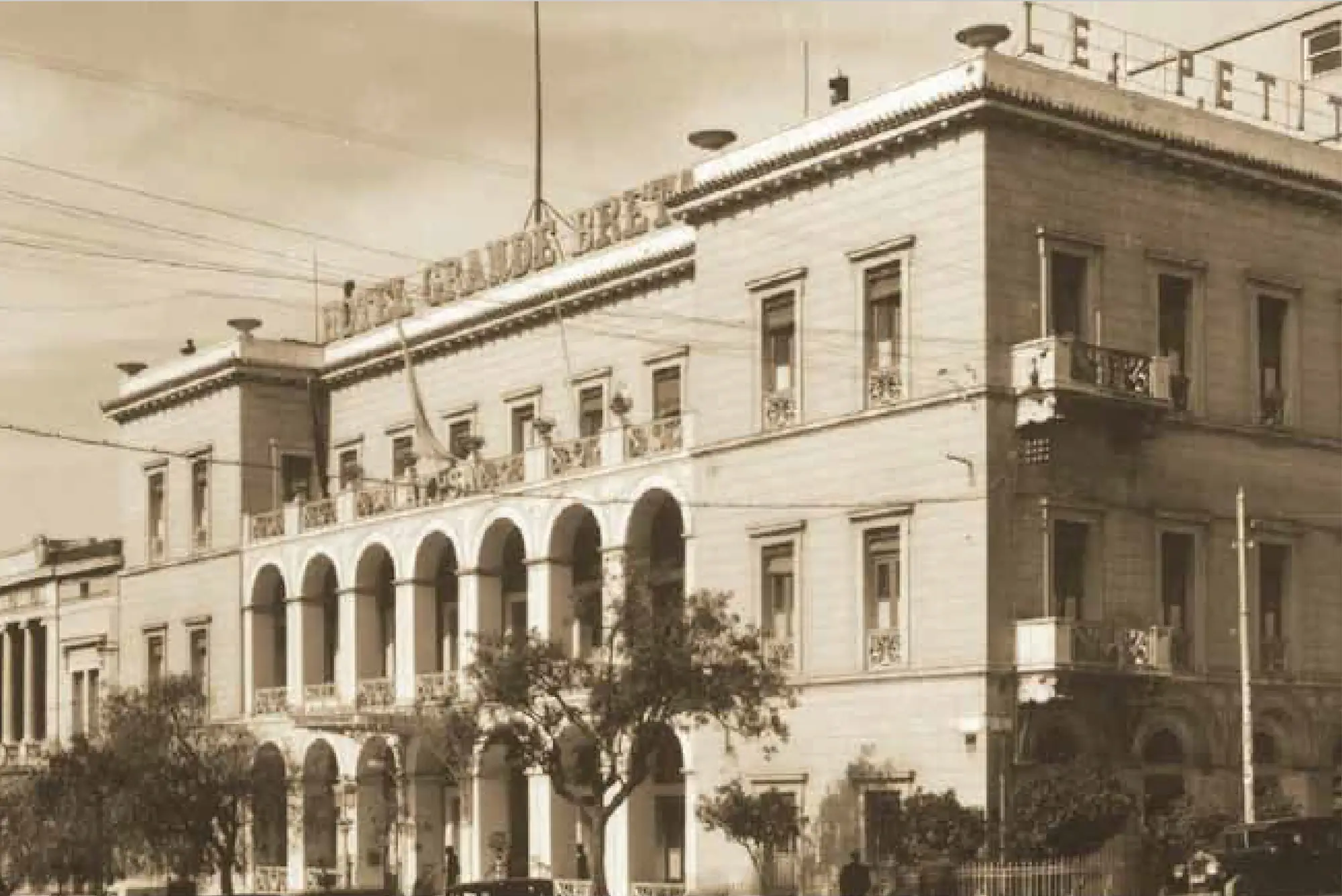 An old photo of the Hotel Grande Bretagne in Athens