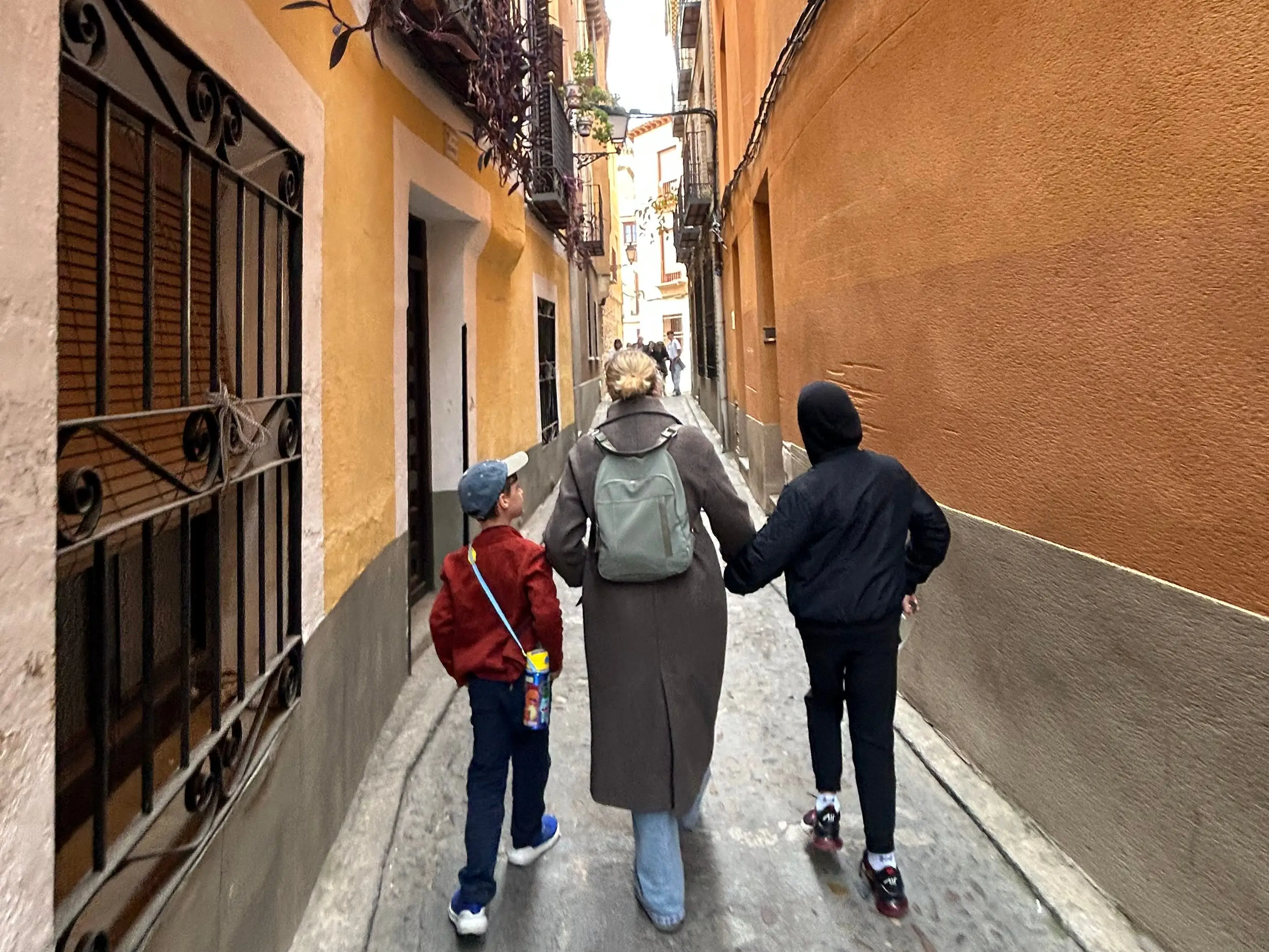 Rebecca Cretella and her sons in Spain