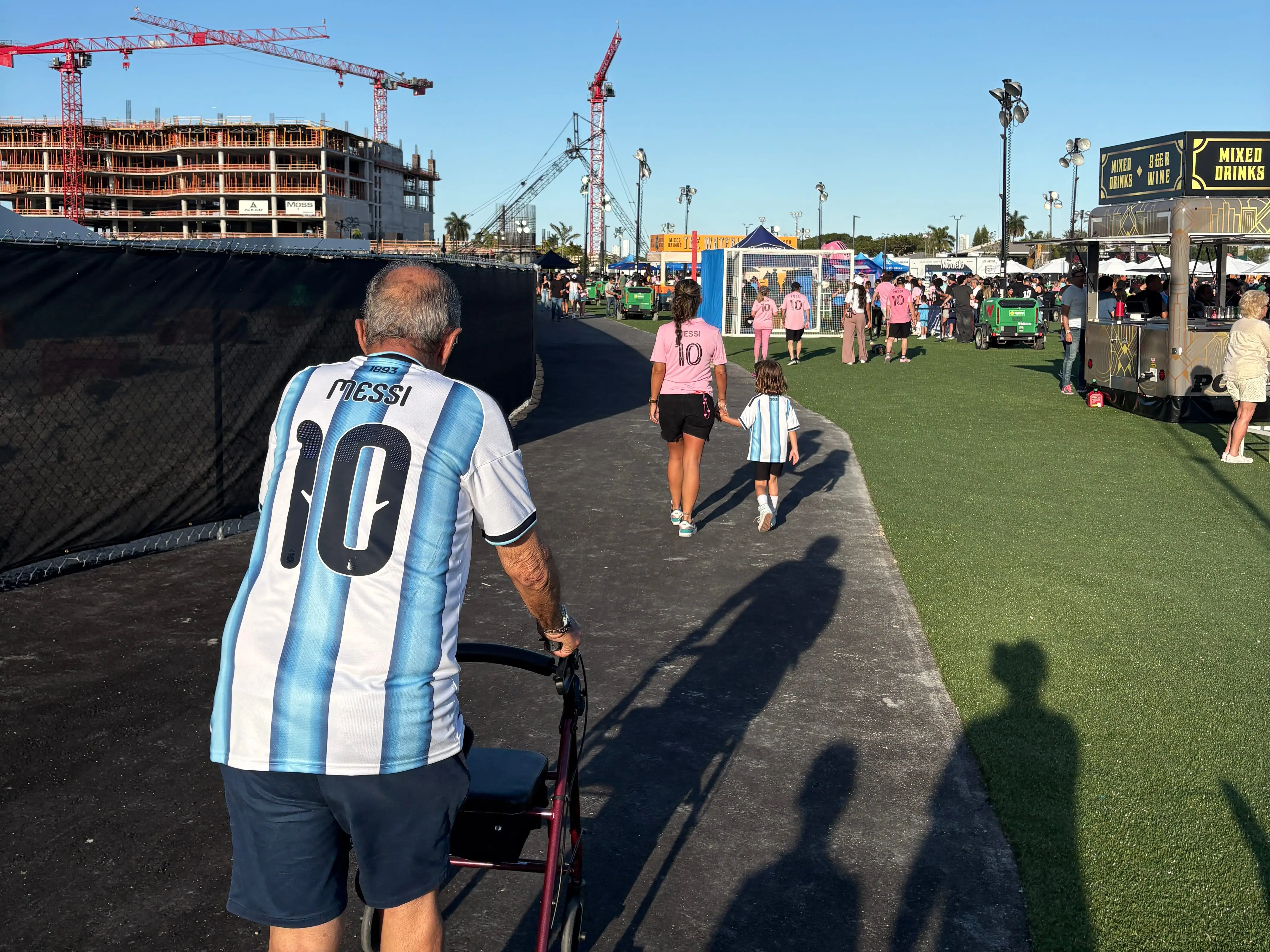 Man walking with messi shirt