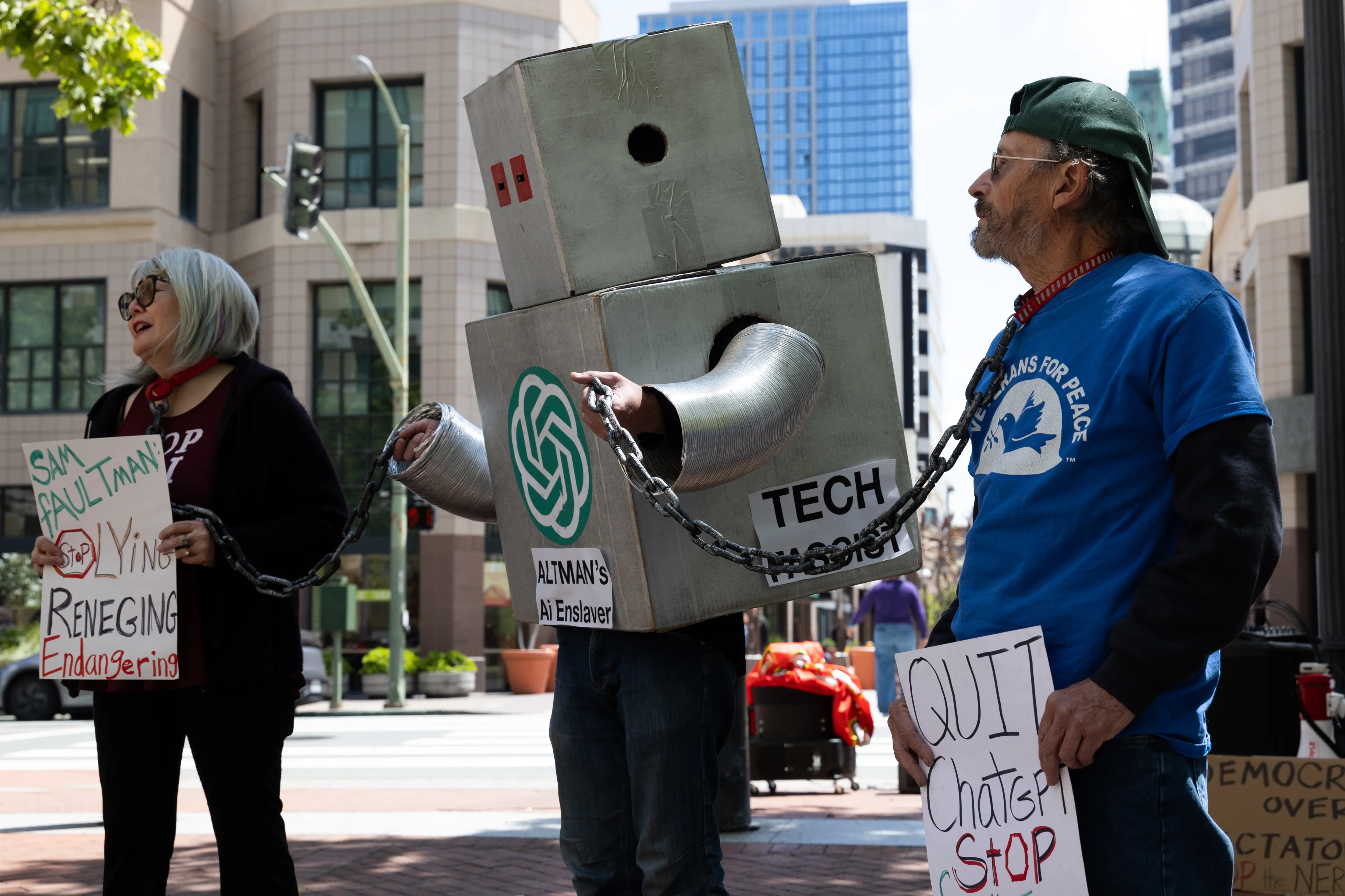 Scene outside the Oakland federal courthouse on Monday