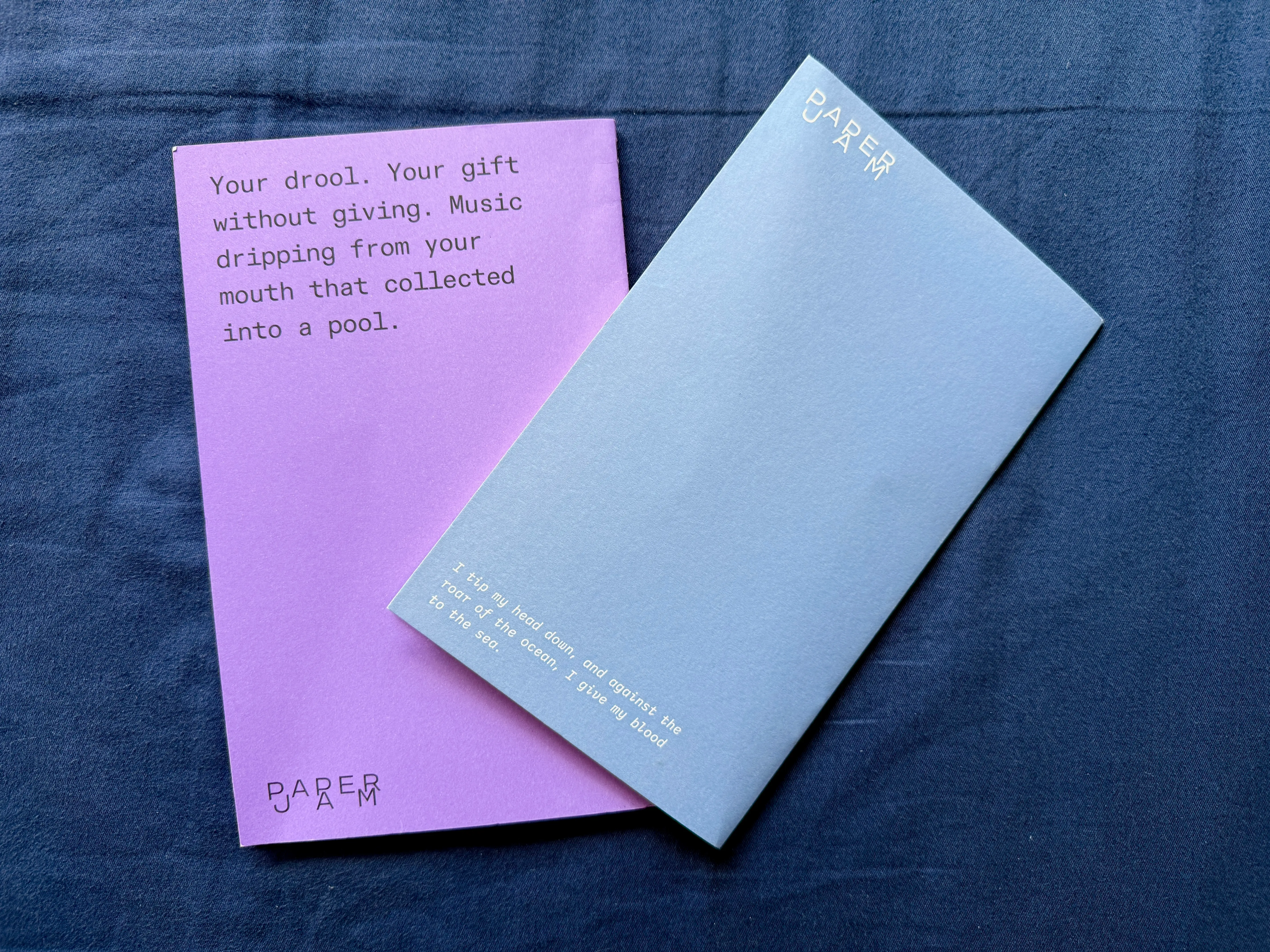 The back covers of Paper Jam's pamphlets.