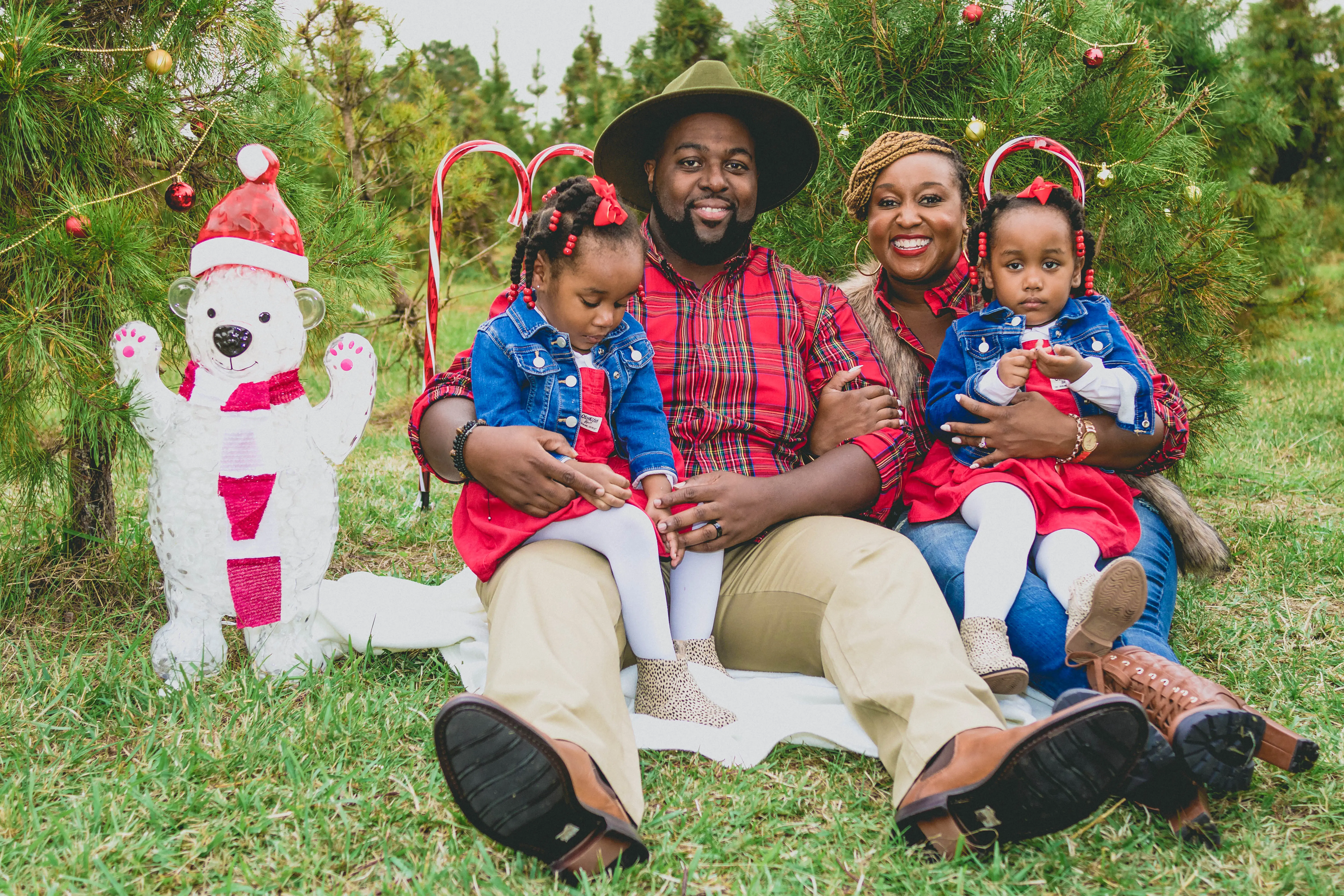 Family posing for photo