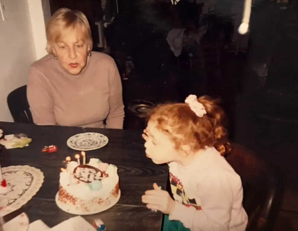 Grandma and kid at birthday