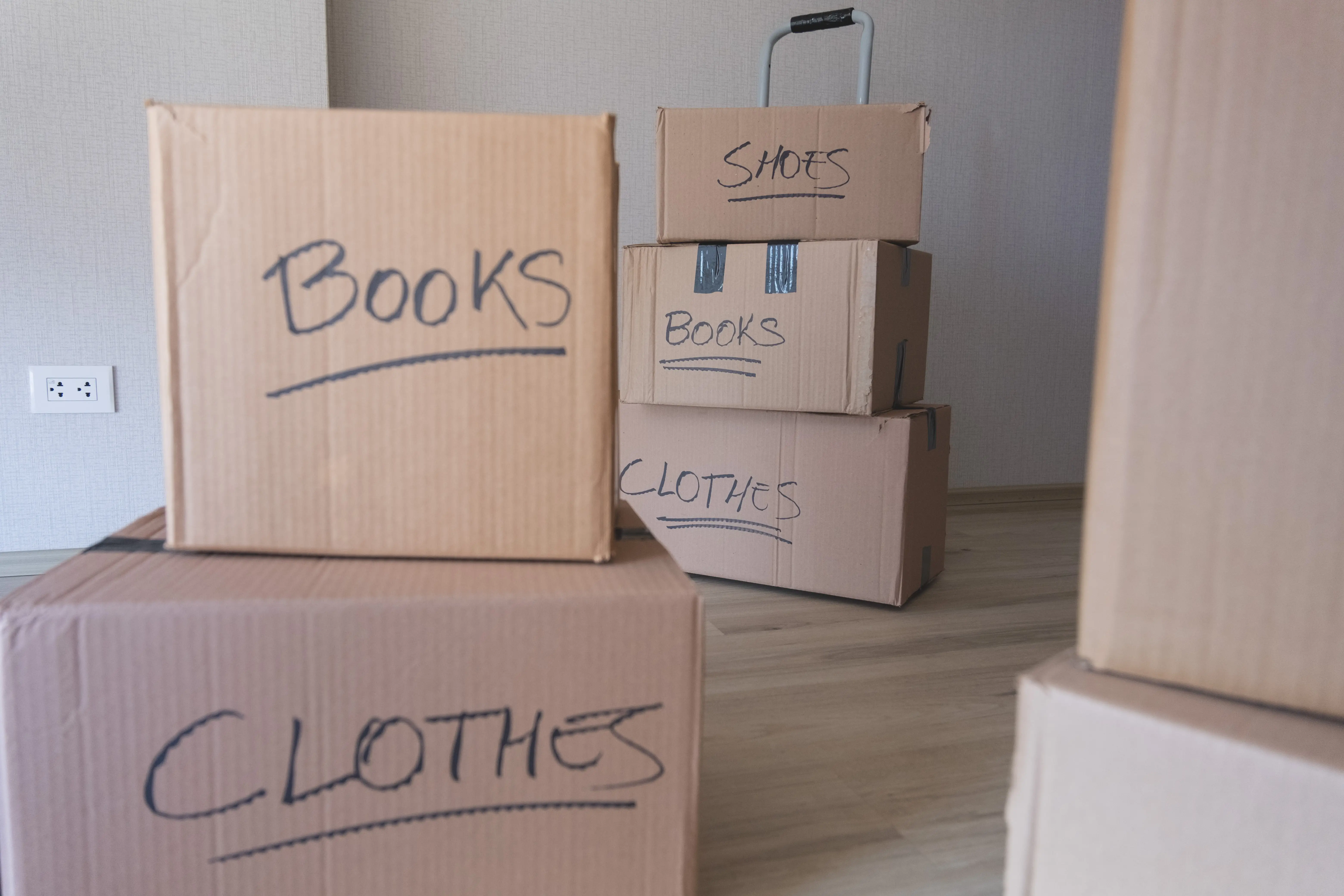 Moving boxes.