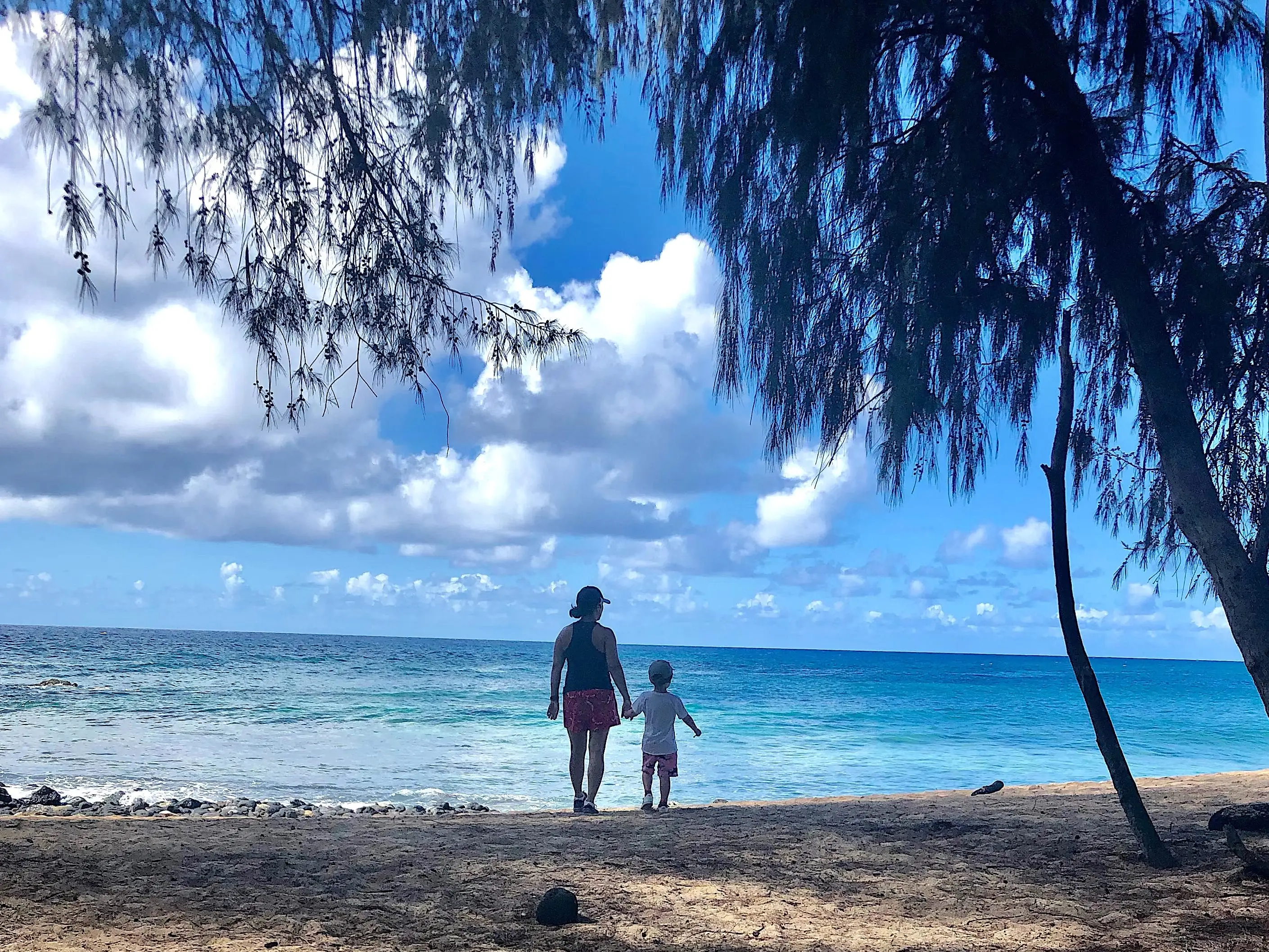The author and her son in Kauai