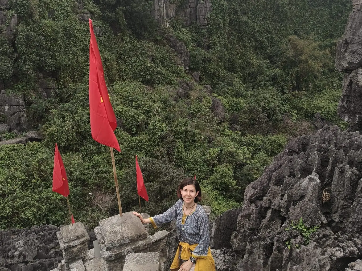 The author poses on a hike.