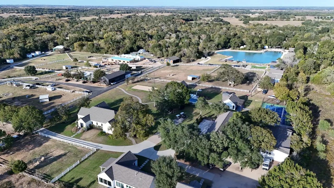 An aerial view of a Texas ranch.