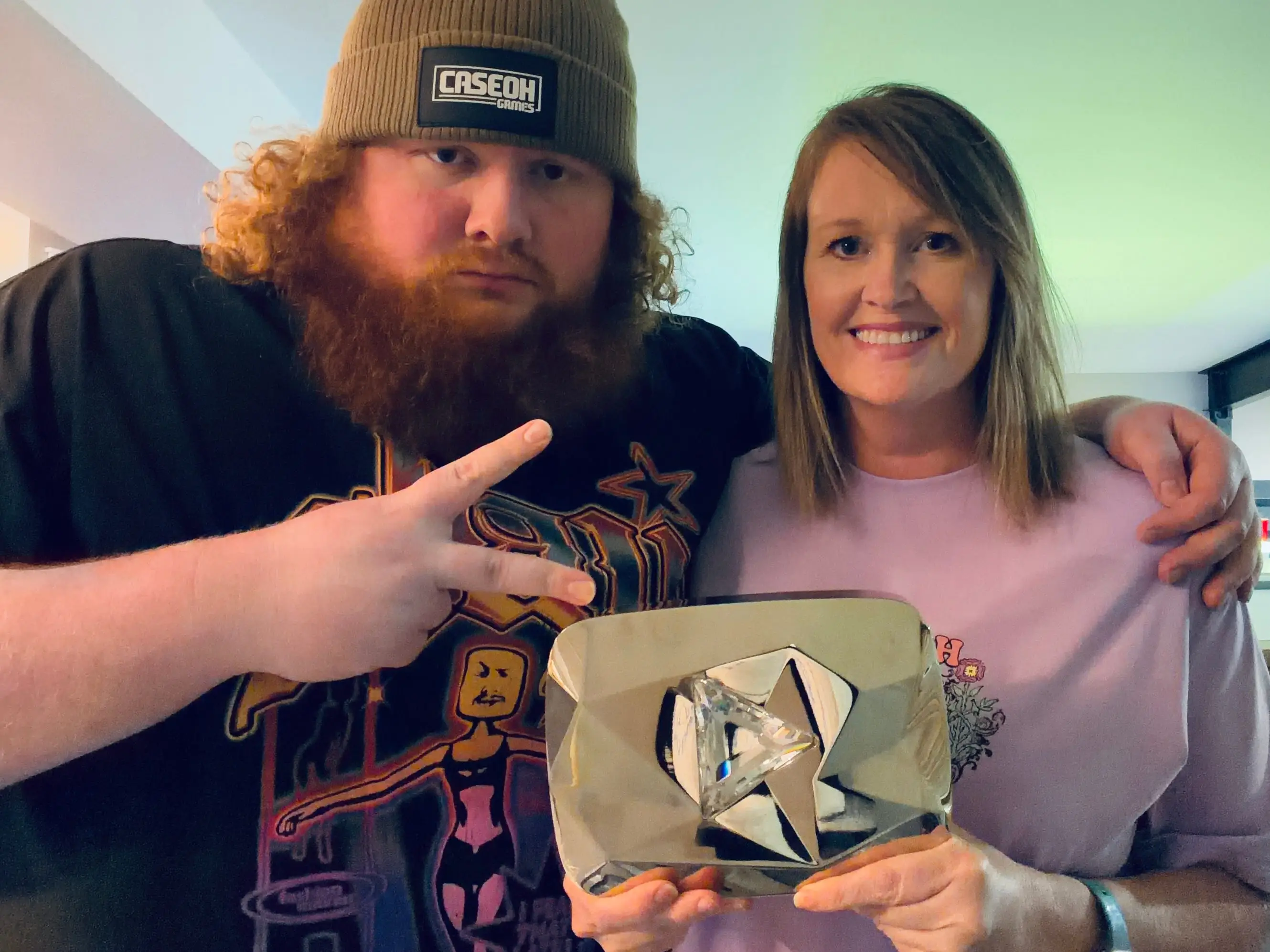 Angie Baker and her son, the gaming streamer CaseOh.
