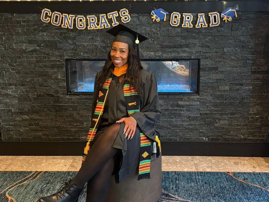 Recent grad posing for photo