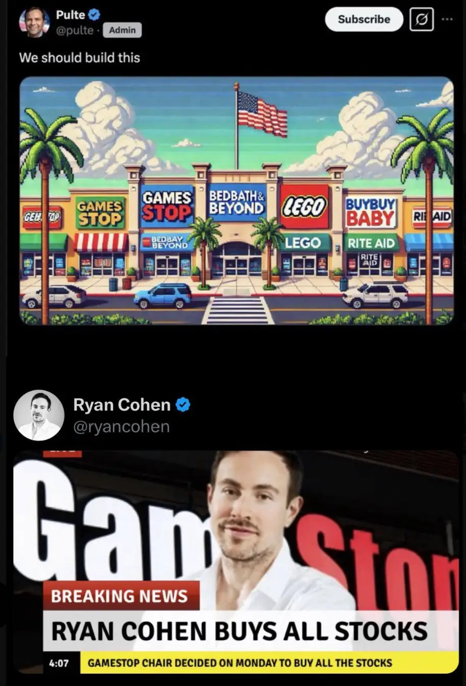 GameStop CEO wants to buy all the stocks inclduing Bed Bath and Beyond