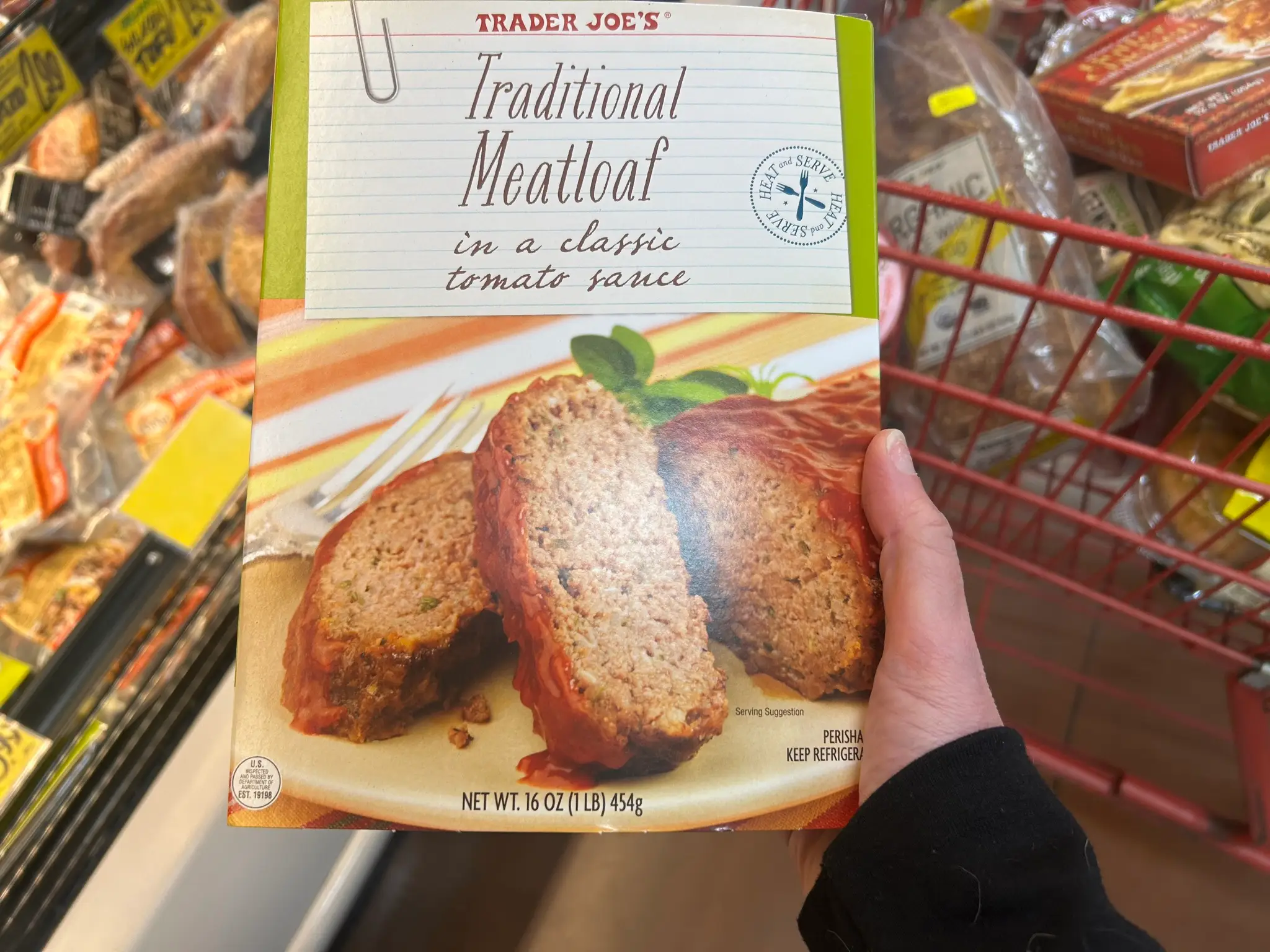 Trader Joe's traditional meatloaf in a classic tomato sauce