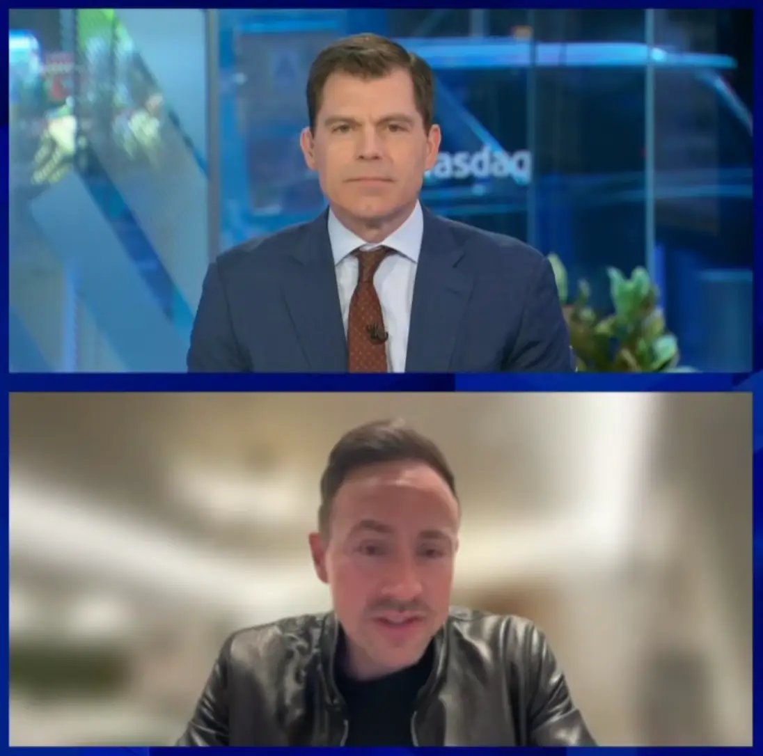 Joe Kernen is pictured interviewing GameStop CEO Ryan Cohen on CNBC.