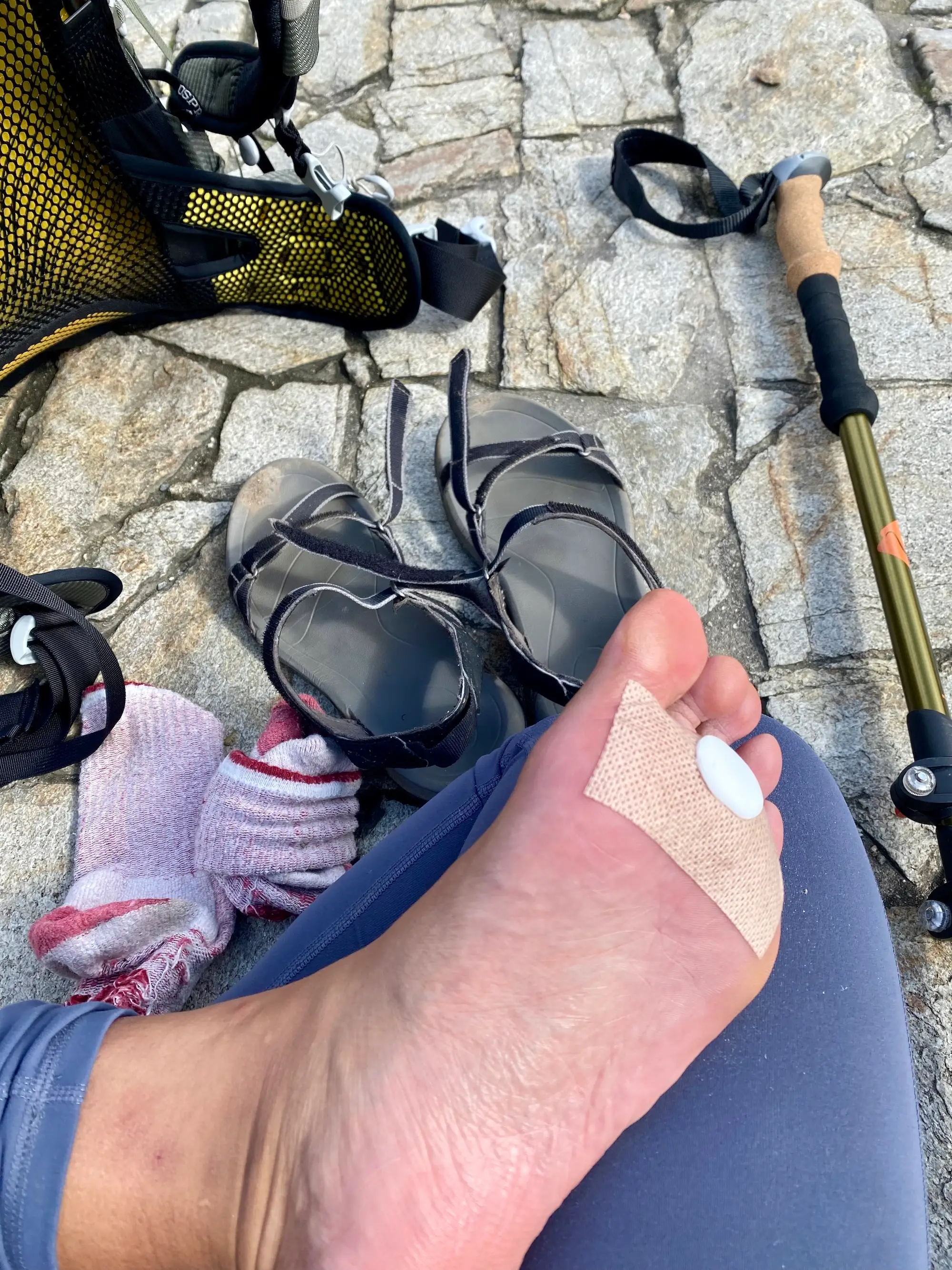 Shirin Ahmadi's feet during the Camino pilgrimage in Spain.