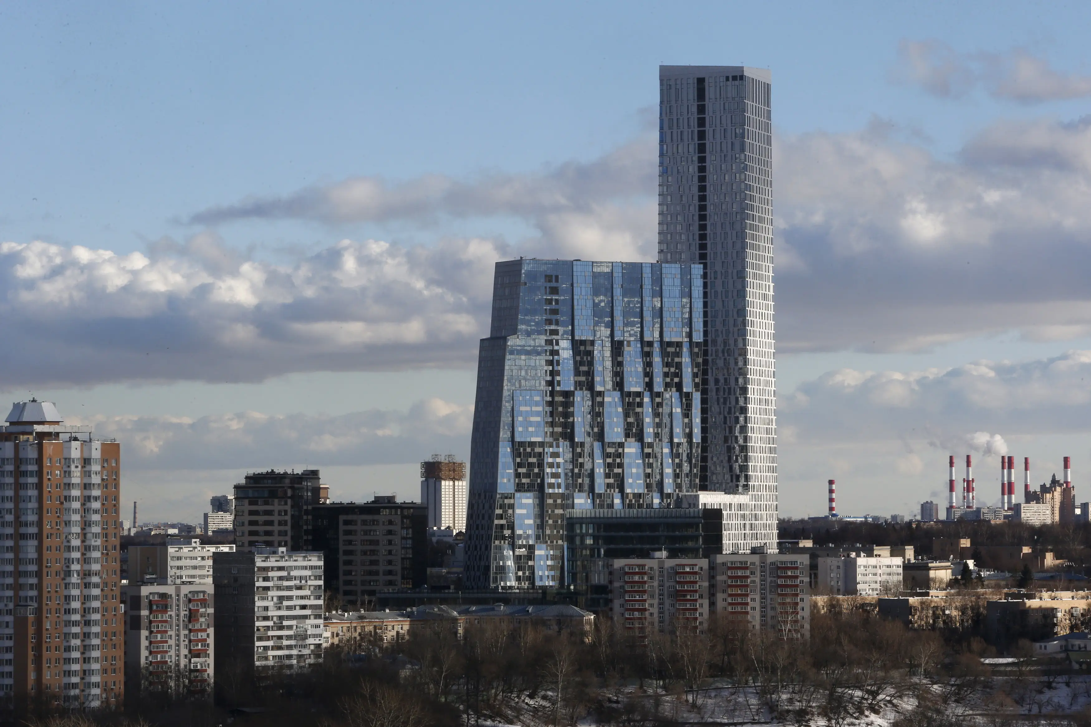 A general view shows a skyscraper of the House on Mosfilmovskaya residential complex in 2016.